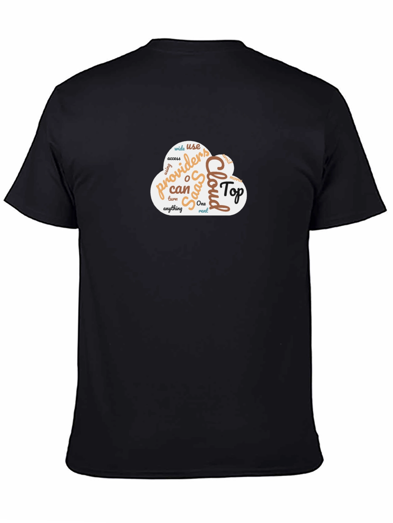 Black Cloud Top T-Shirt - Black Crew Neck Tee view 4