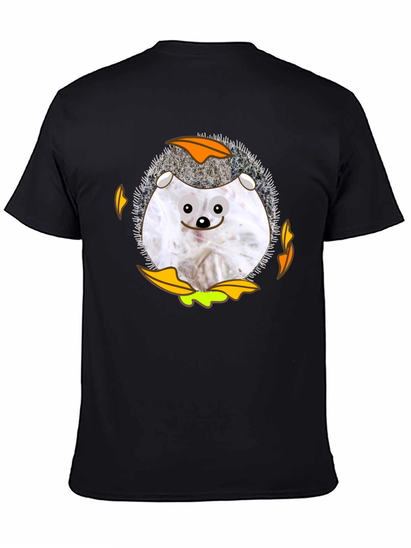 Black Cute Hedgehog Graphic Tee - Black Cotton Blend view 4