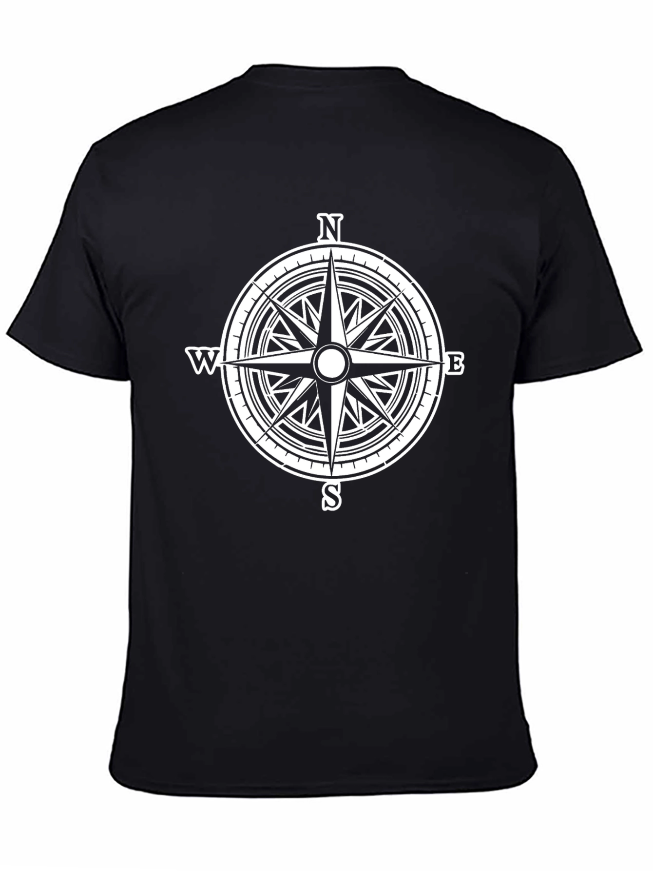 Black Compass Rose Graphic T-Shirt - Black view 4