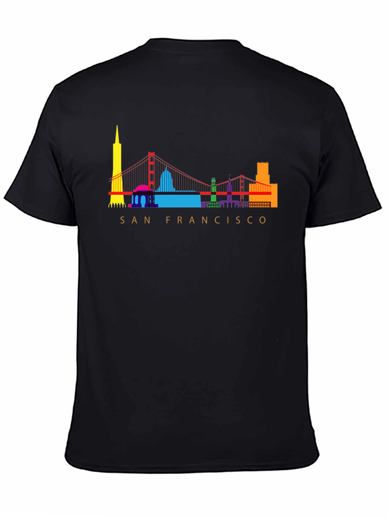Black San Francisco Skyline Graphic Tee - Black Cotton Blend view 4