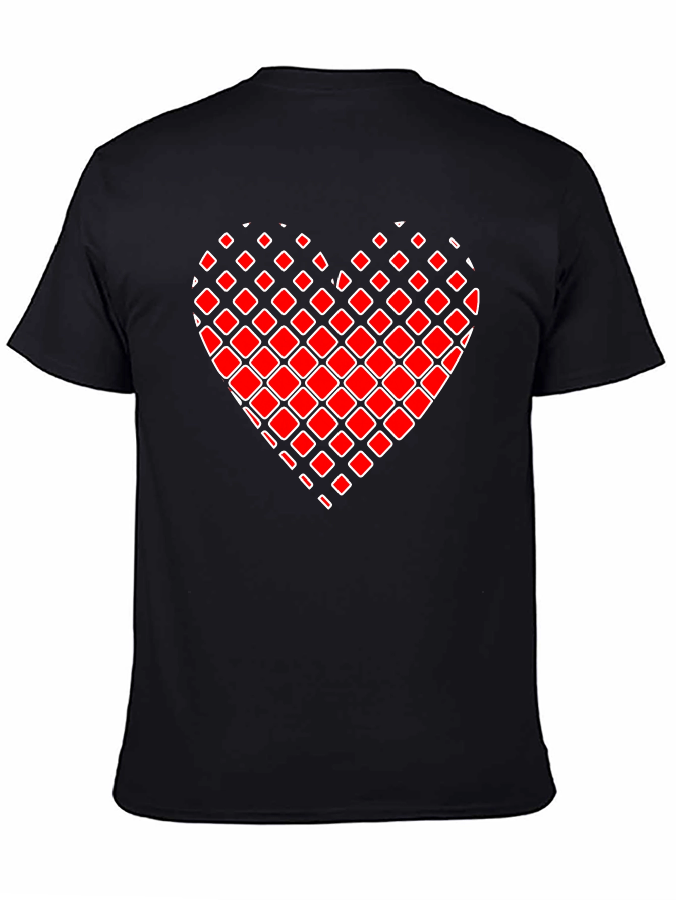 Black Red Square Heart Graphic Tee - Men's Black T-Shirt view 4
