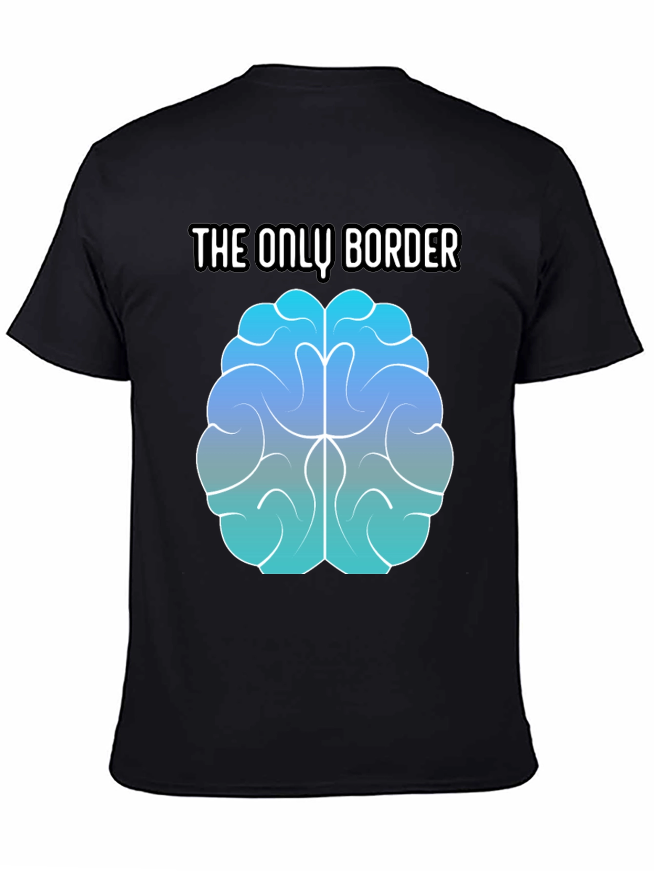 Black The Only Border Brain Graphic T-Shirt - Unisex Black Tee view 4