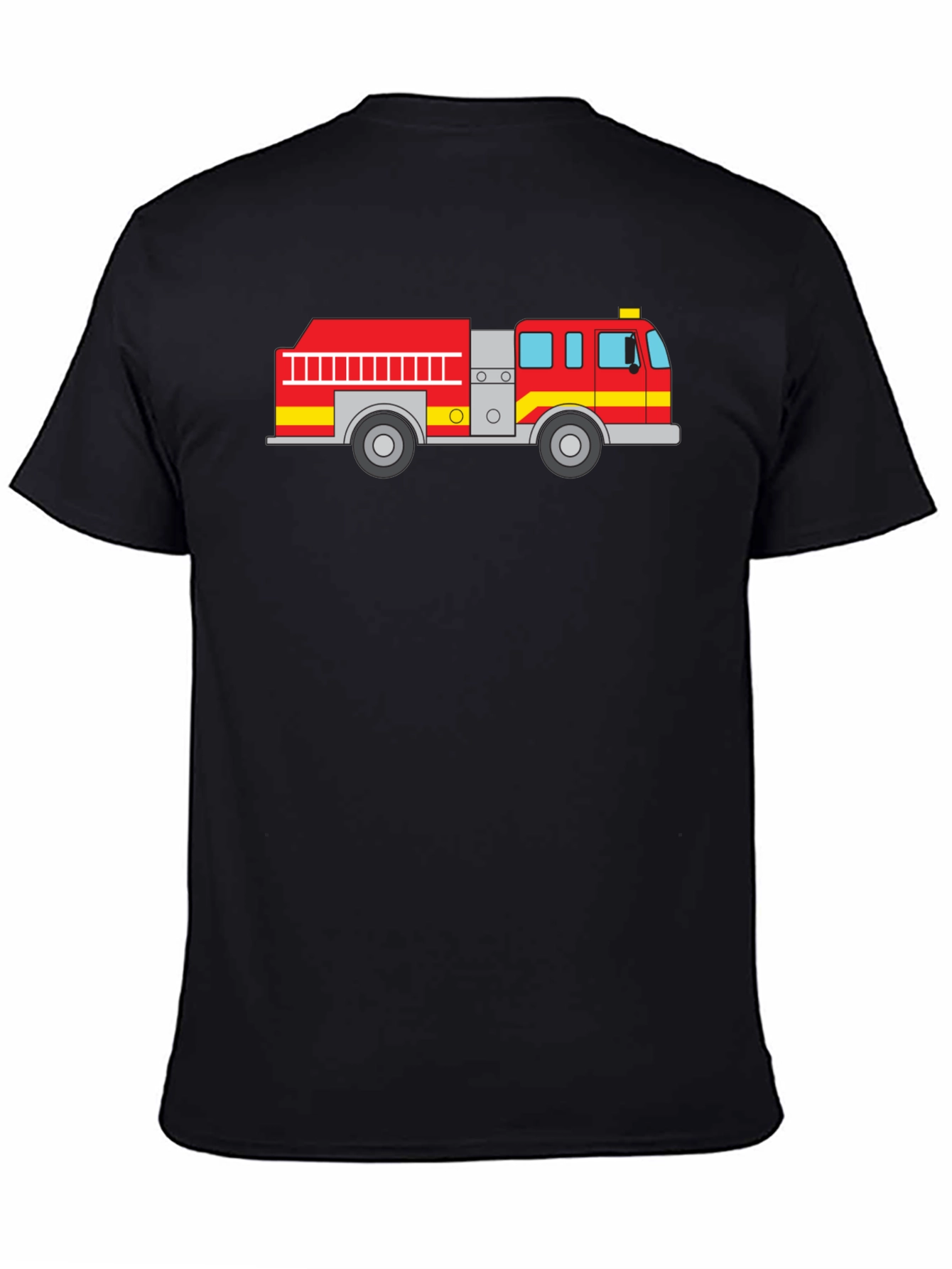 Black Fire Truck Graphic Tee - Black Cotton T-Shirt view 4
