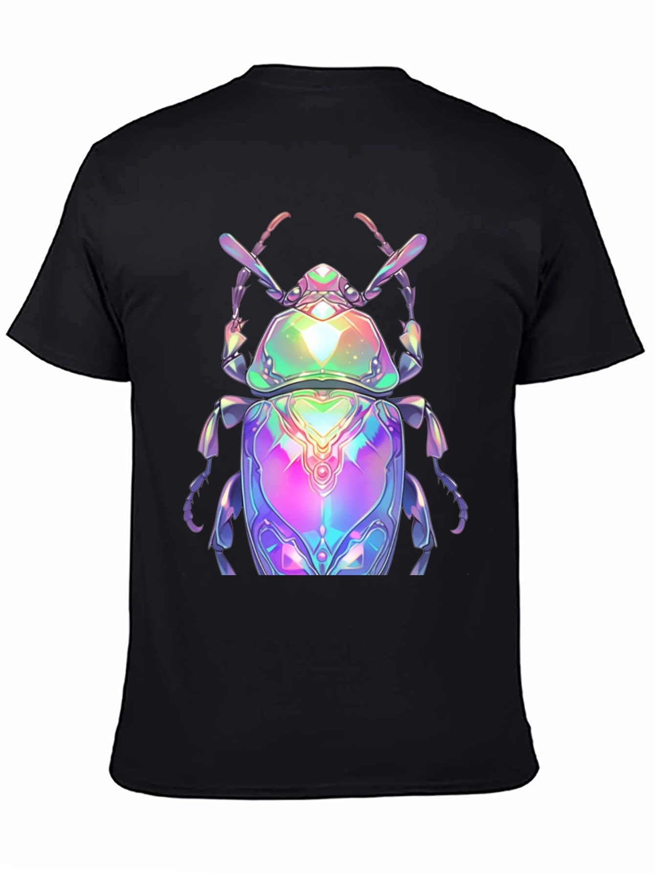 Black Iridescent Beetle Graphic Tee - Men's Black T-Shirt view 4
