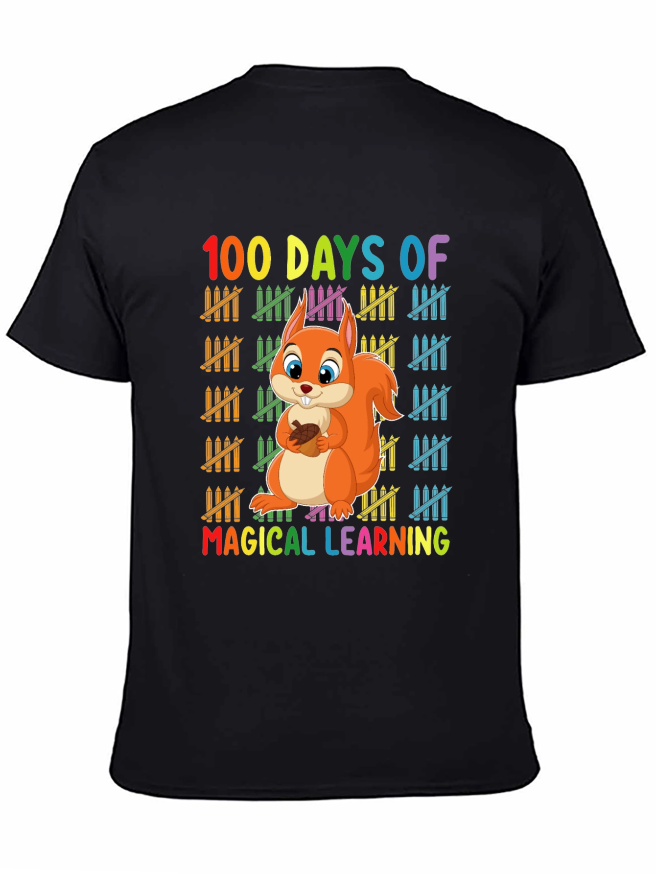 Black 100 Days of Magical Learning T-Shirt view 4