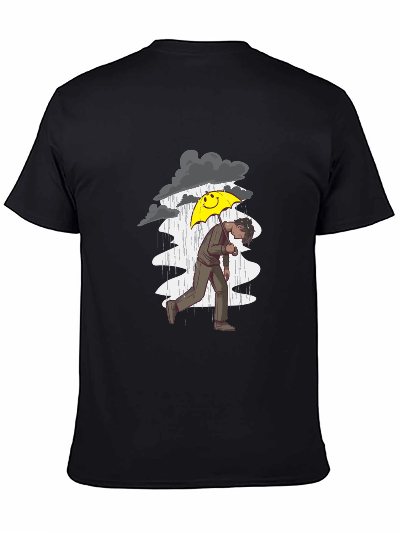 Black Rainy Day Graphic Tee - Men's Black T-Shirt view 4