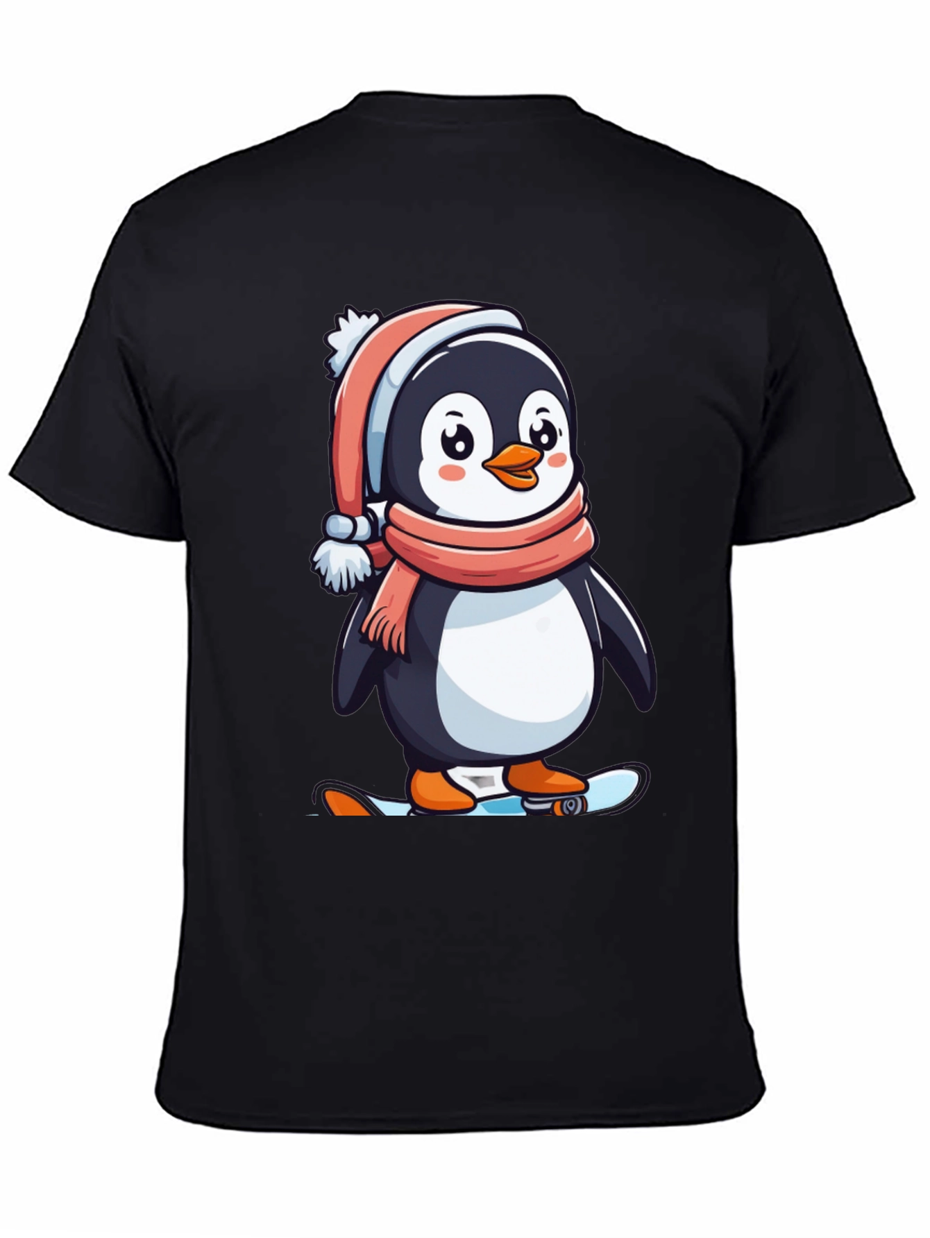 Black Penguin Skateboarder Black T-Shirt view 4