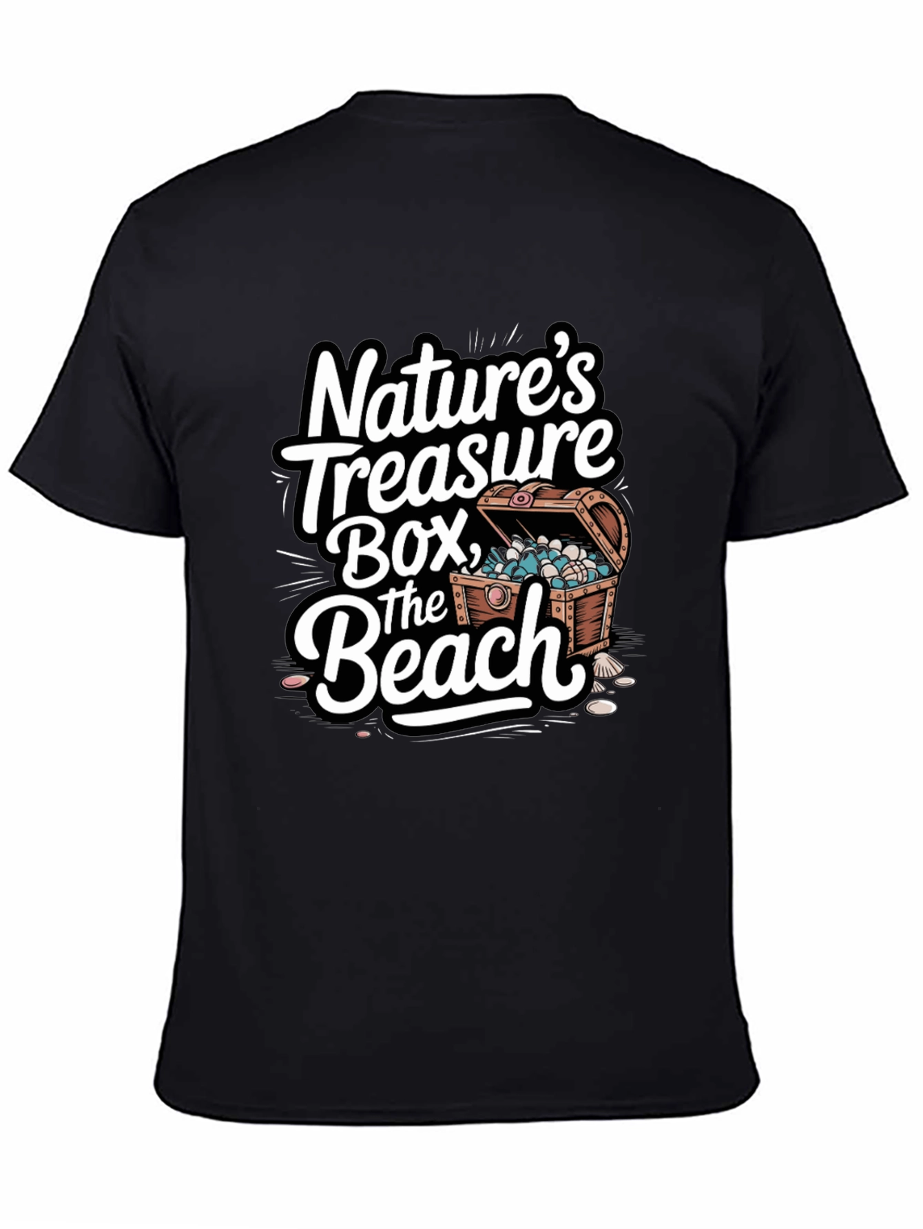 Black Nature's Treasure Beach T-Shirt - Black Graphic Tee view 4