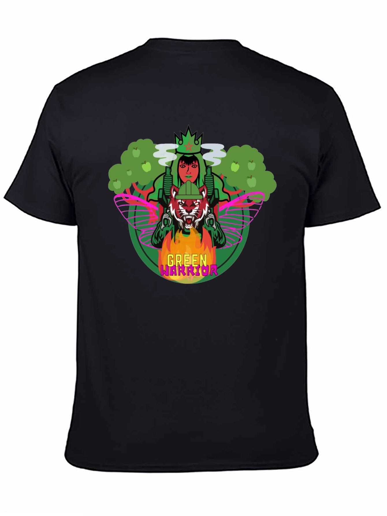 Black Green Warrior Graphic Print T-Shirt view 4