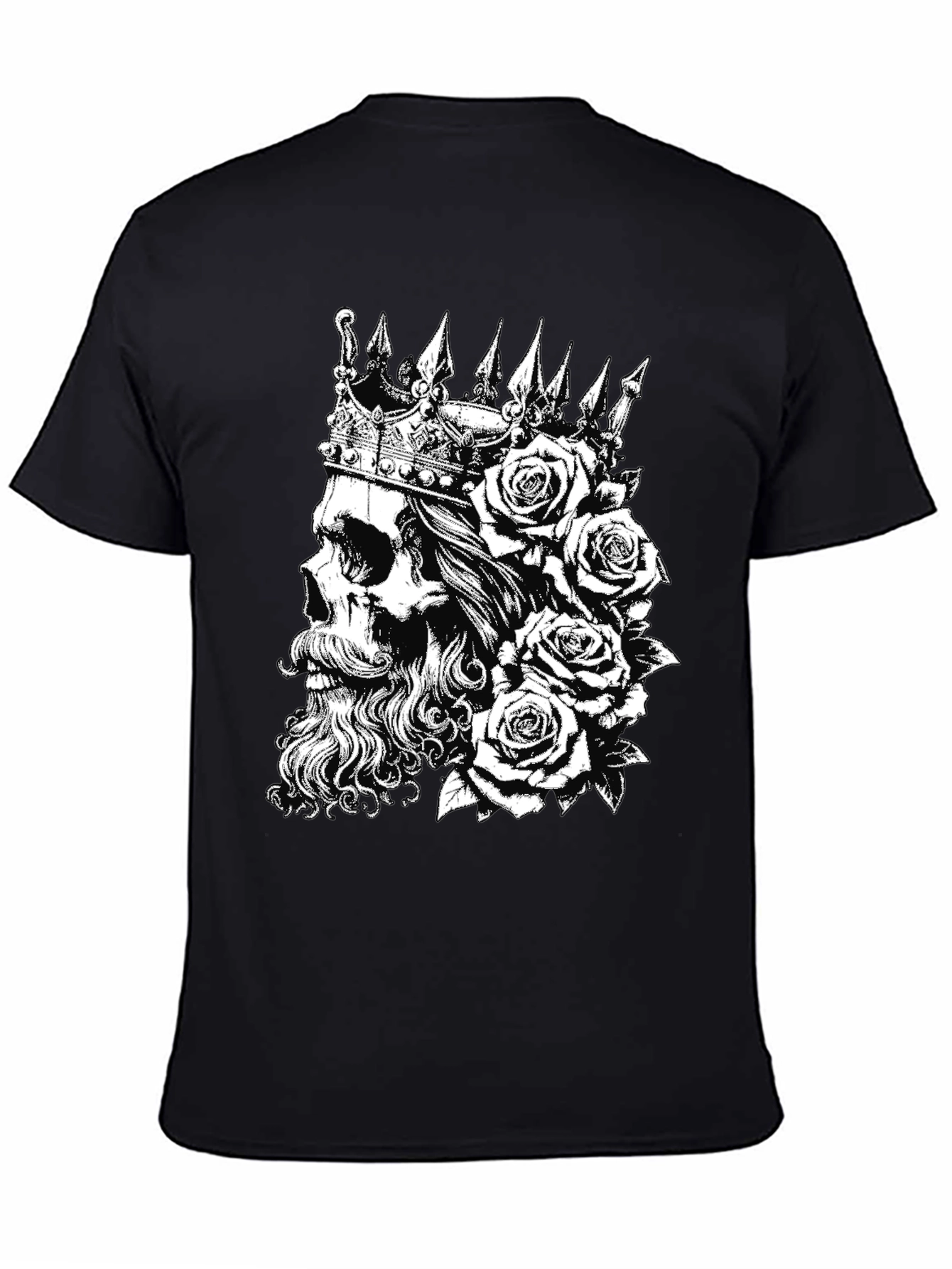 Black Skull King Rose T-Shirt - Black view 4