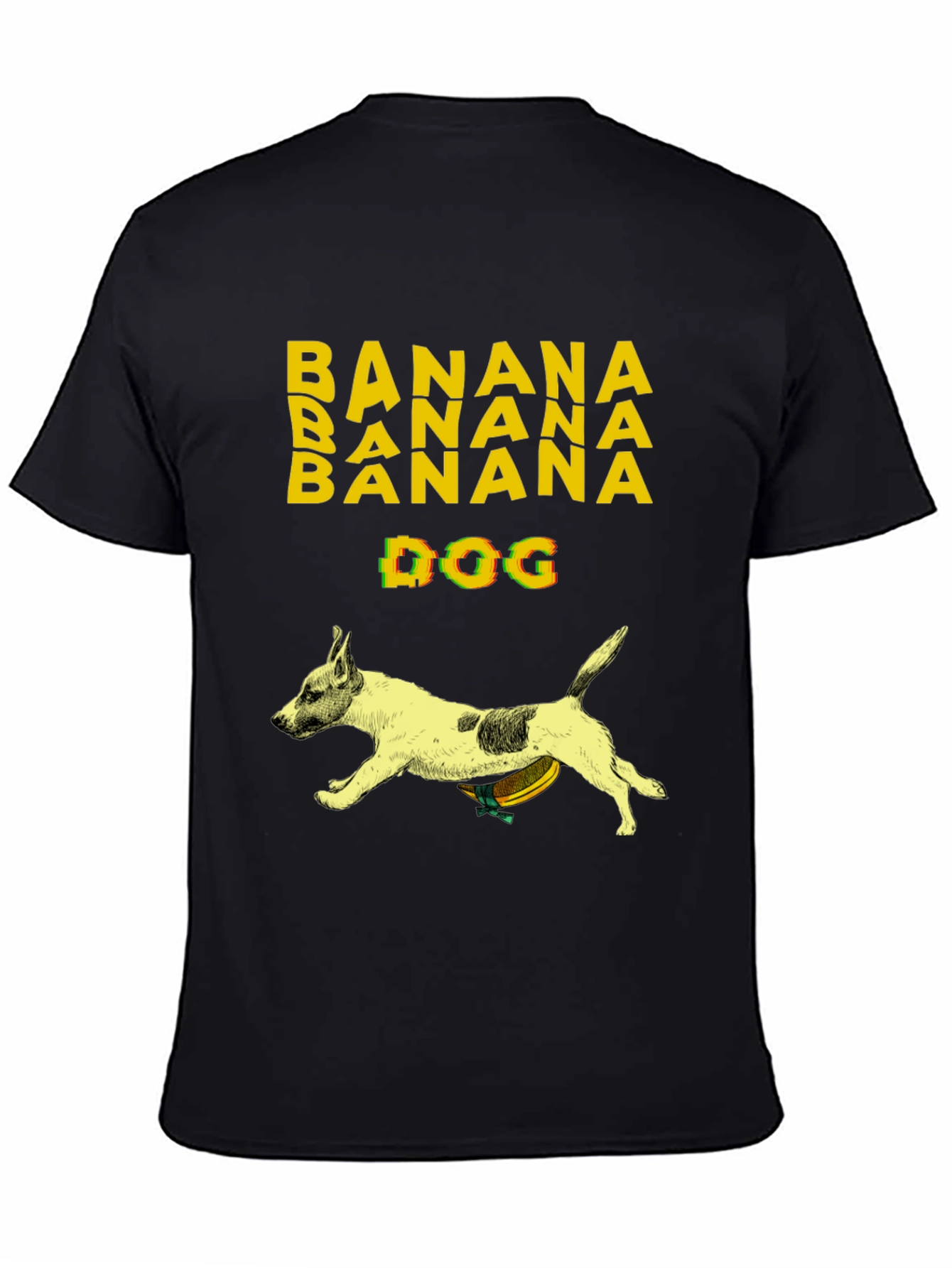 Black Banana Dog Graphic Tee - Humorous Novelty T-Shirt view 4