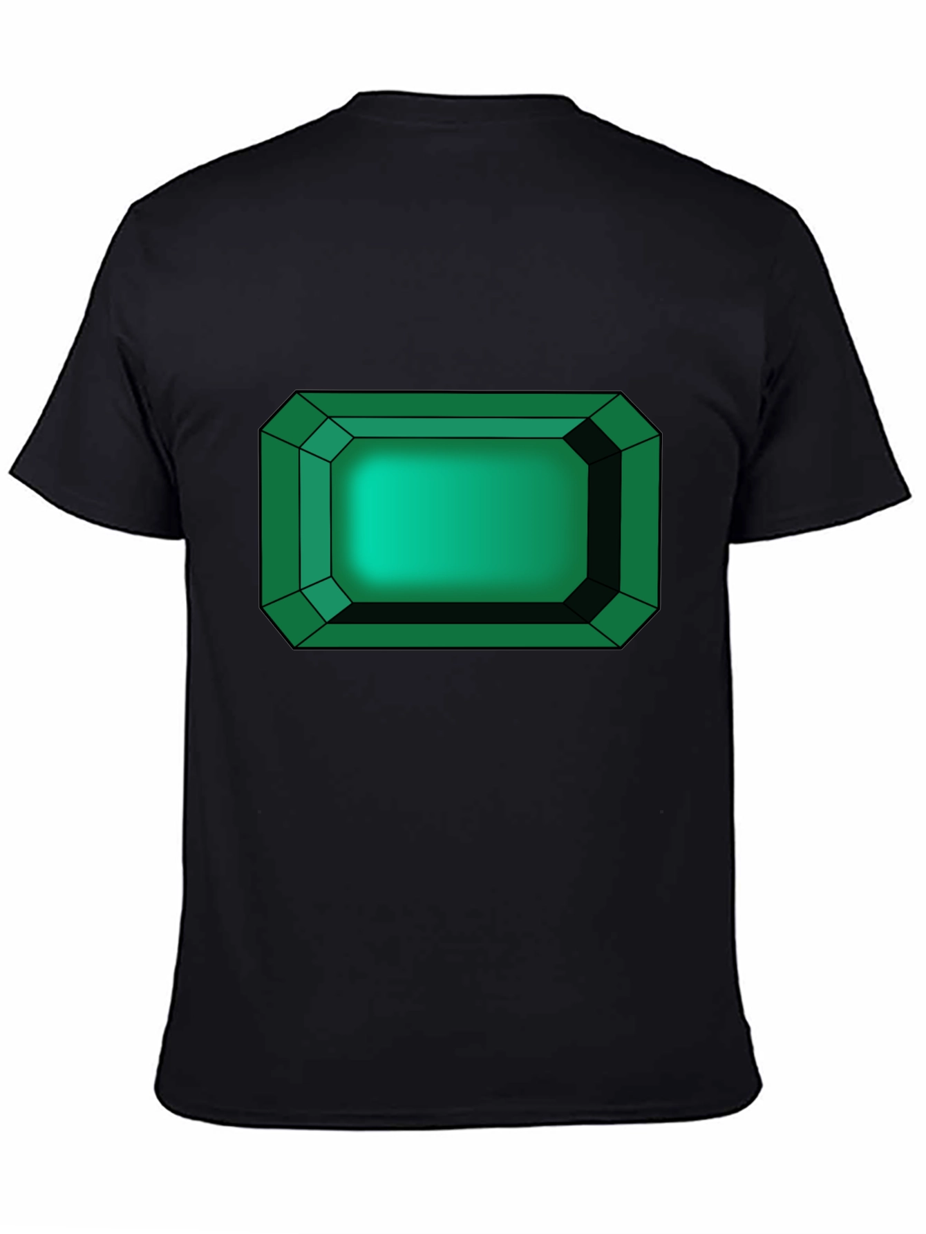 Black Emerald Gemstone Graphic Tee - Black Cotton T-Shirt view 4