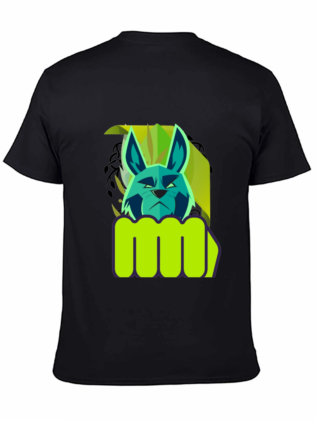 Black Cool Cat Fist Graphic Tee - Black Cotton Blend view 4