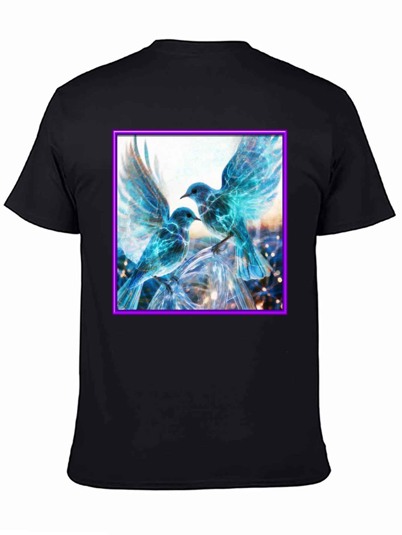 Black Electric Blue Bird T-Shirt view 4