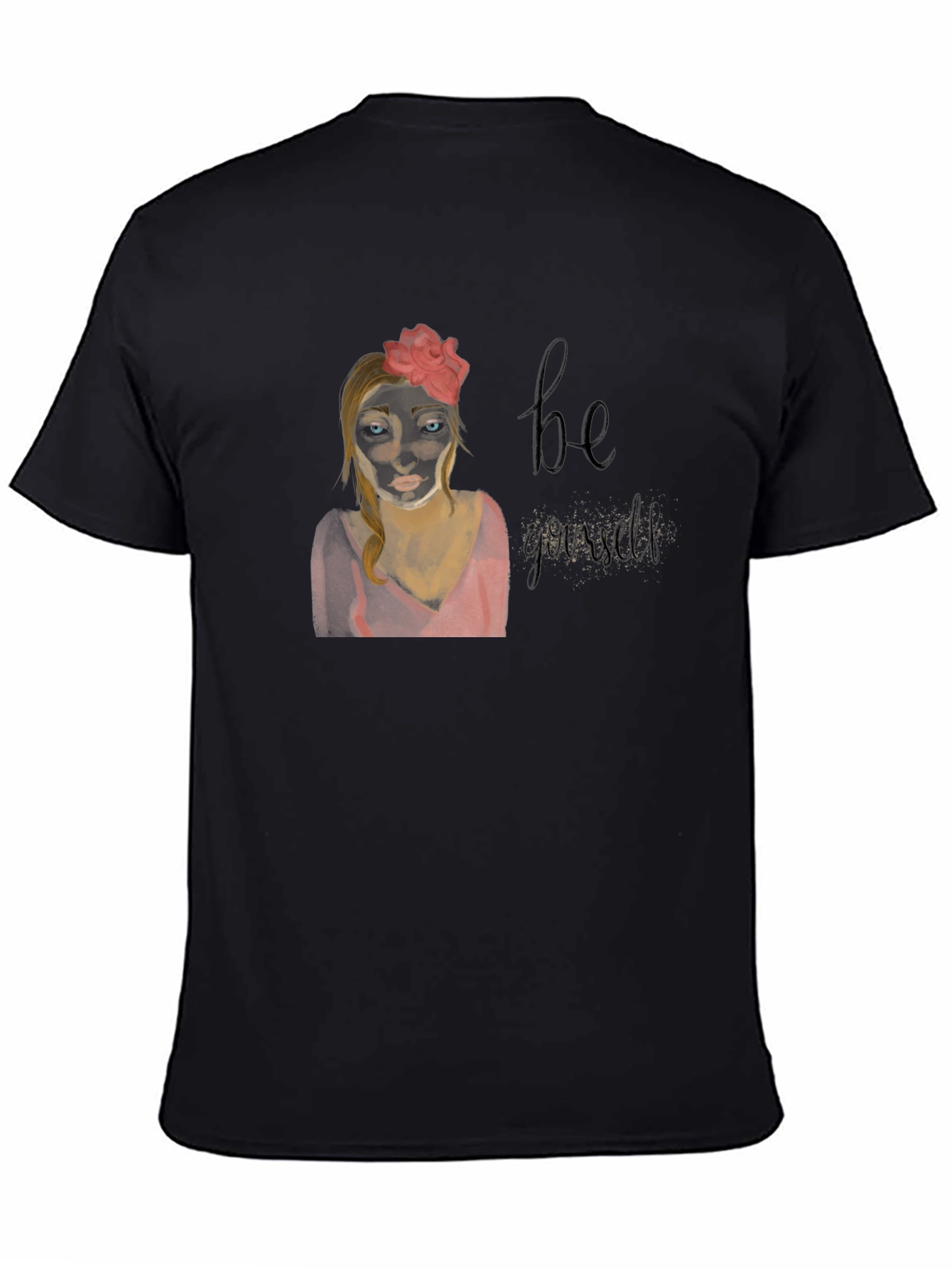 Black Be Yourself T-Shirt - Black Cotton Tee view 4