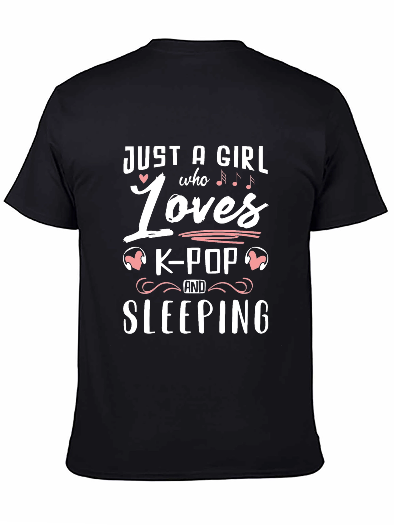 Black K-Pop & Sleeping Graphic T-Shirt view 4