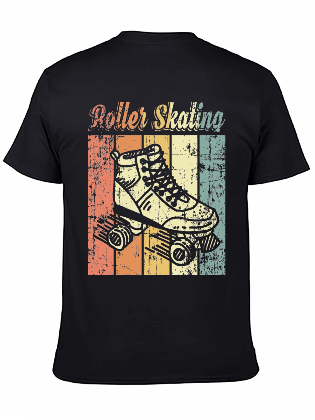 Black Retro Roller Skating T-Shirt view 4
