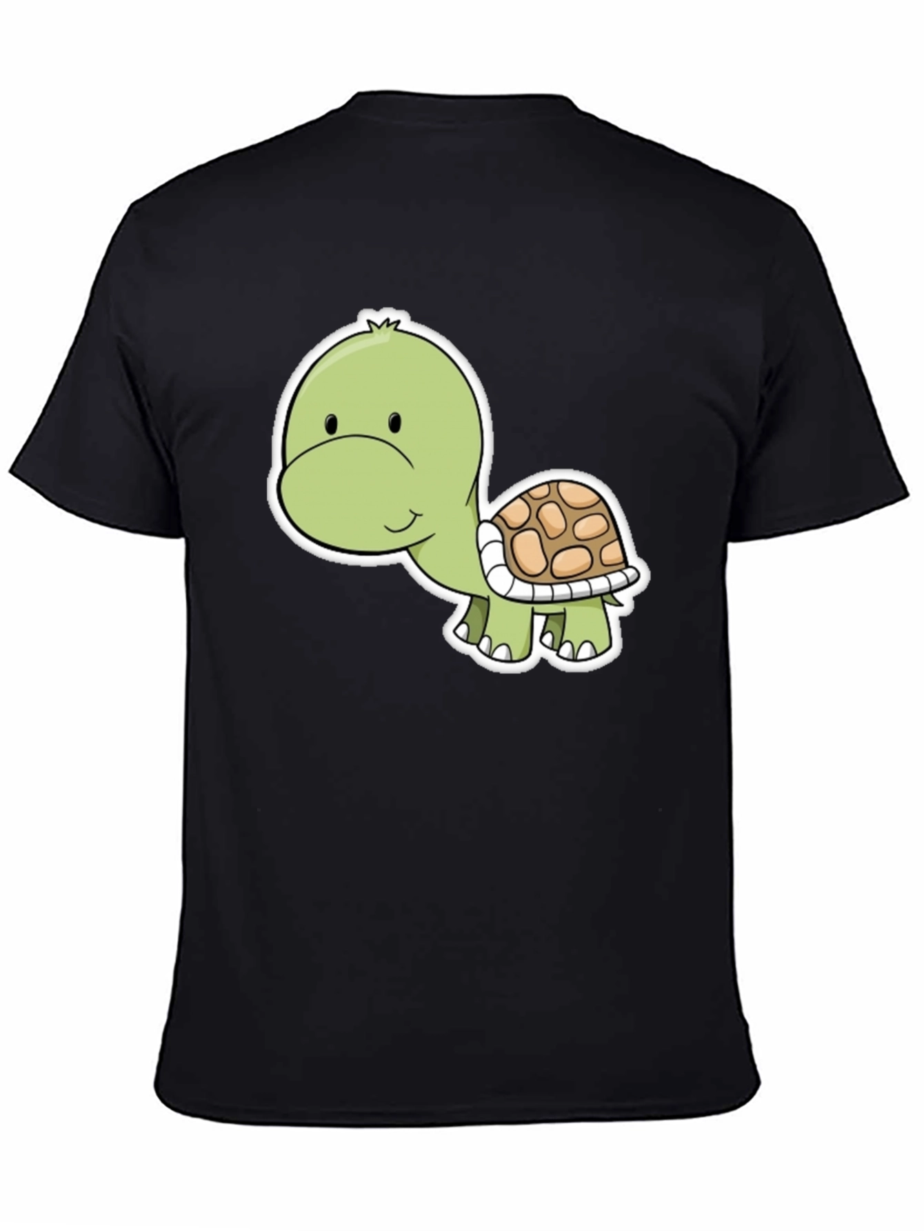 Black Cute Turtle Graphic Tee - Soft Cotton Blend view 4