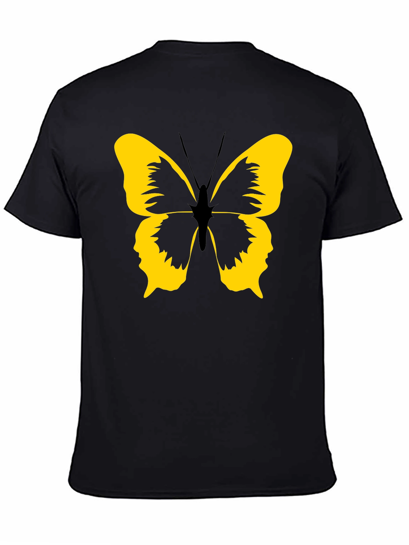 Black Black Tee with Yellow Butterfly Graphic view 4