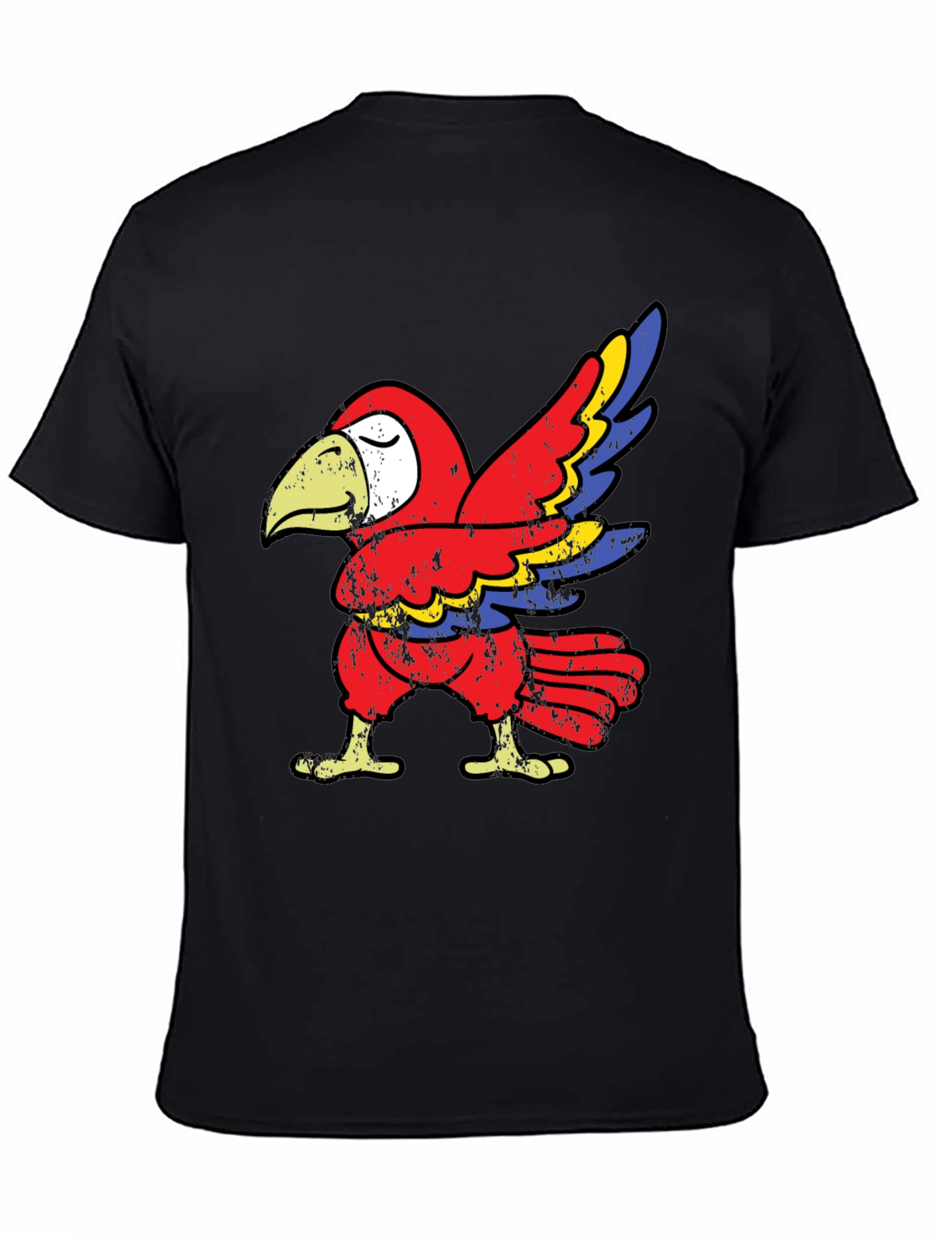 Black Dabbing Parrot Graphic Tee - Novelty Animal Humor T-Shirt view 4