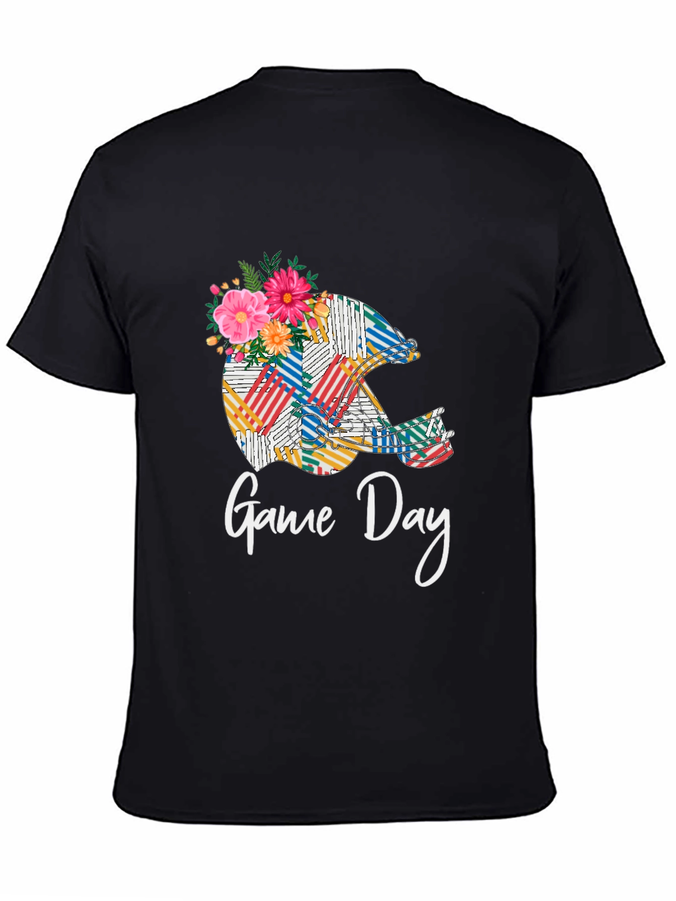 Black Game Day Helmet Floral Black T-Shirt view 4