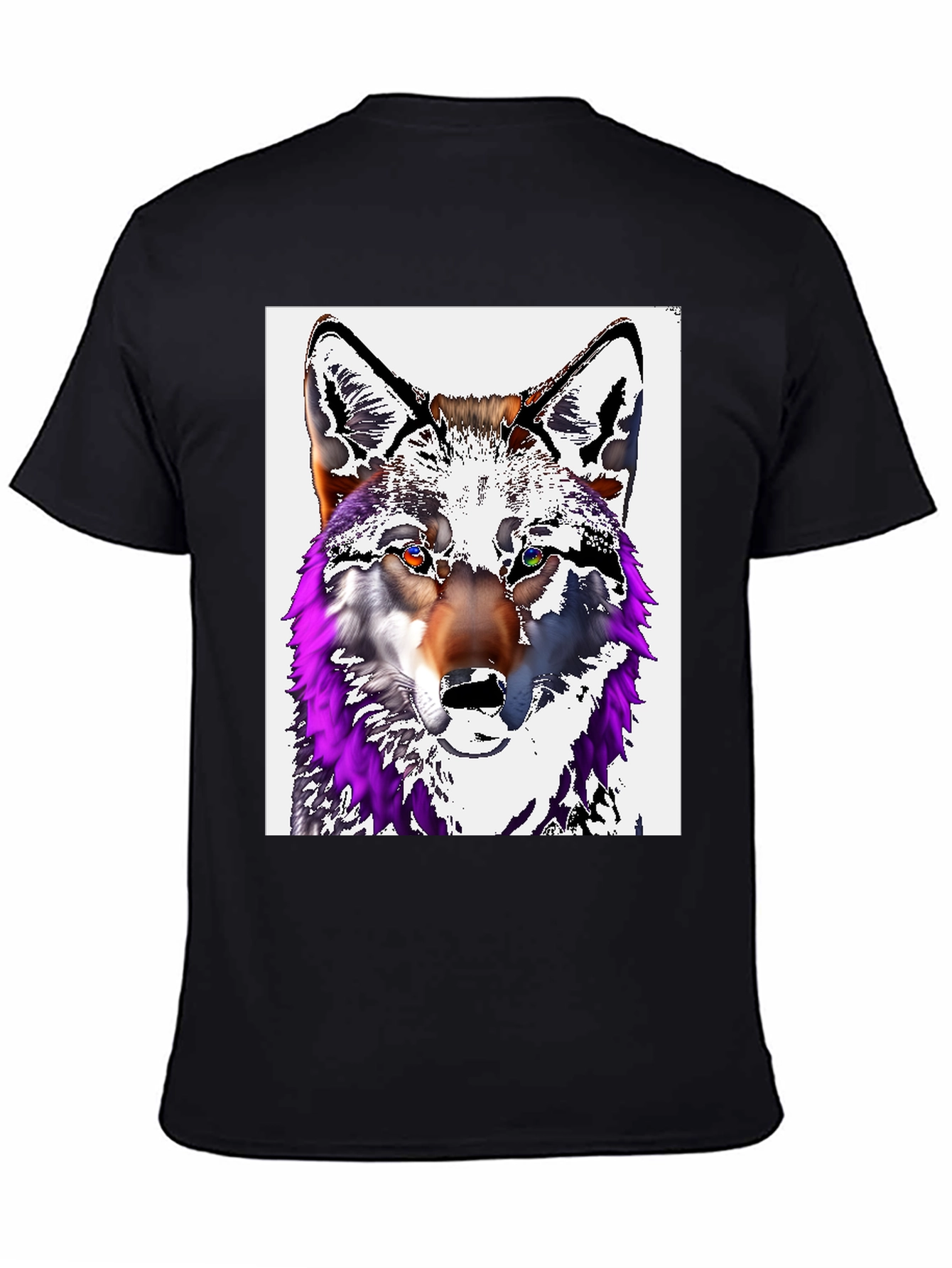 Black Wolf Graphic Tee - Men's Black Cotton T-Shirt view 4