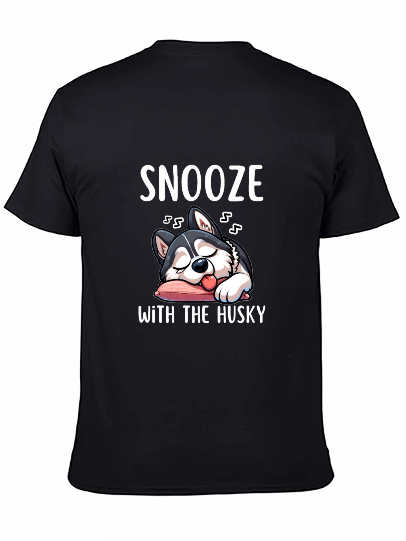 Black Snooze With the Husky T-Shirt view 4