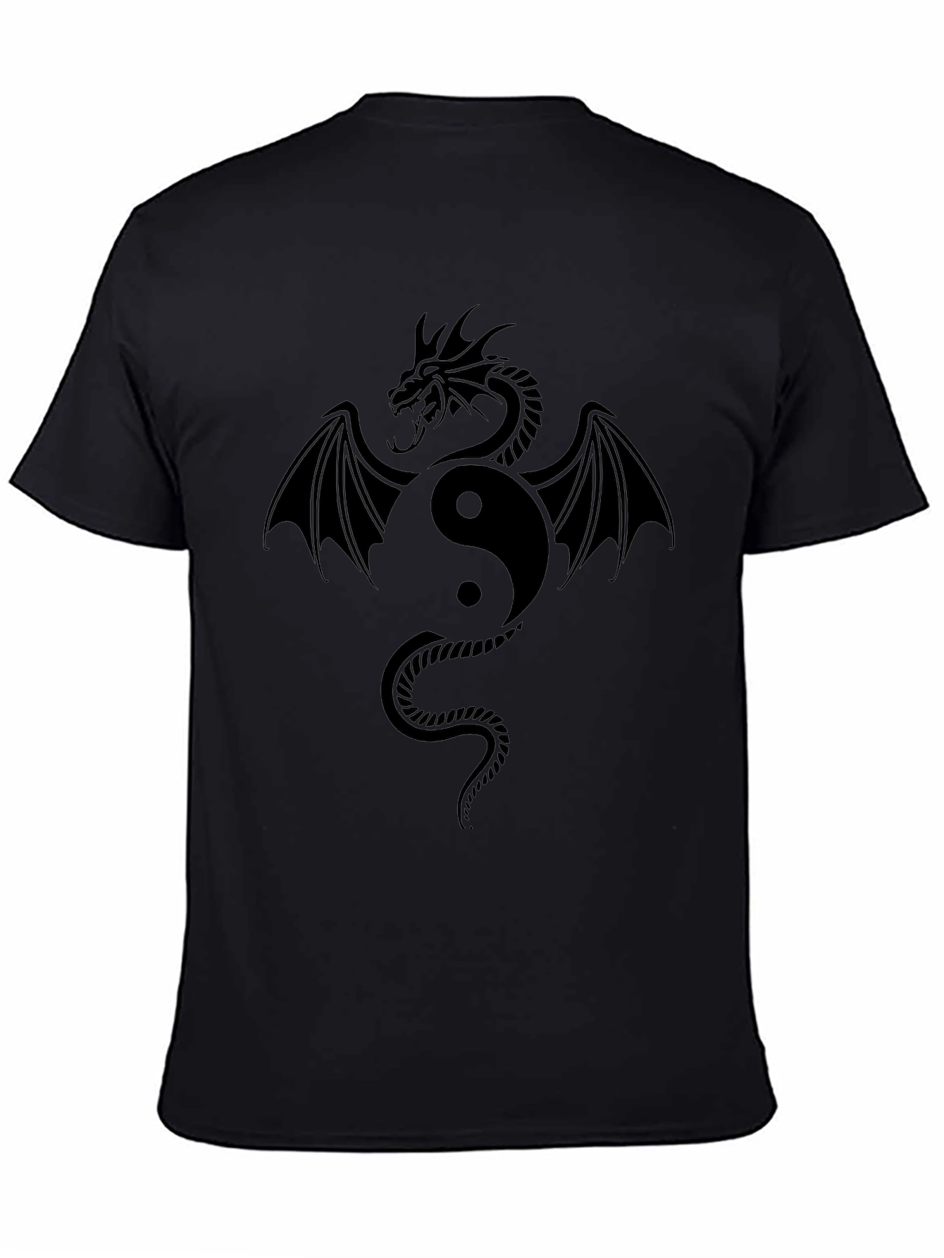 Black Yin Yang Dragon Graphic Tee - Stylish Black T-Shirt view 4