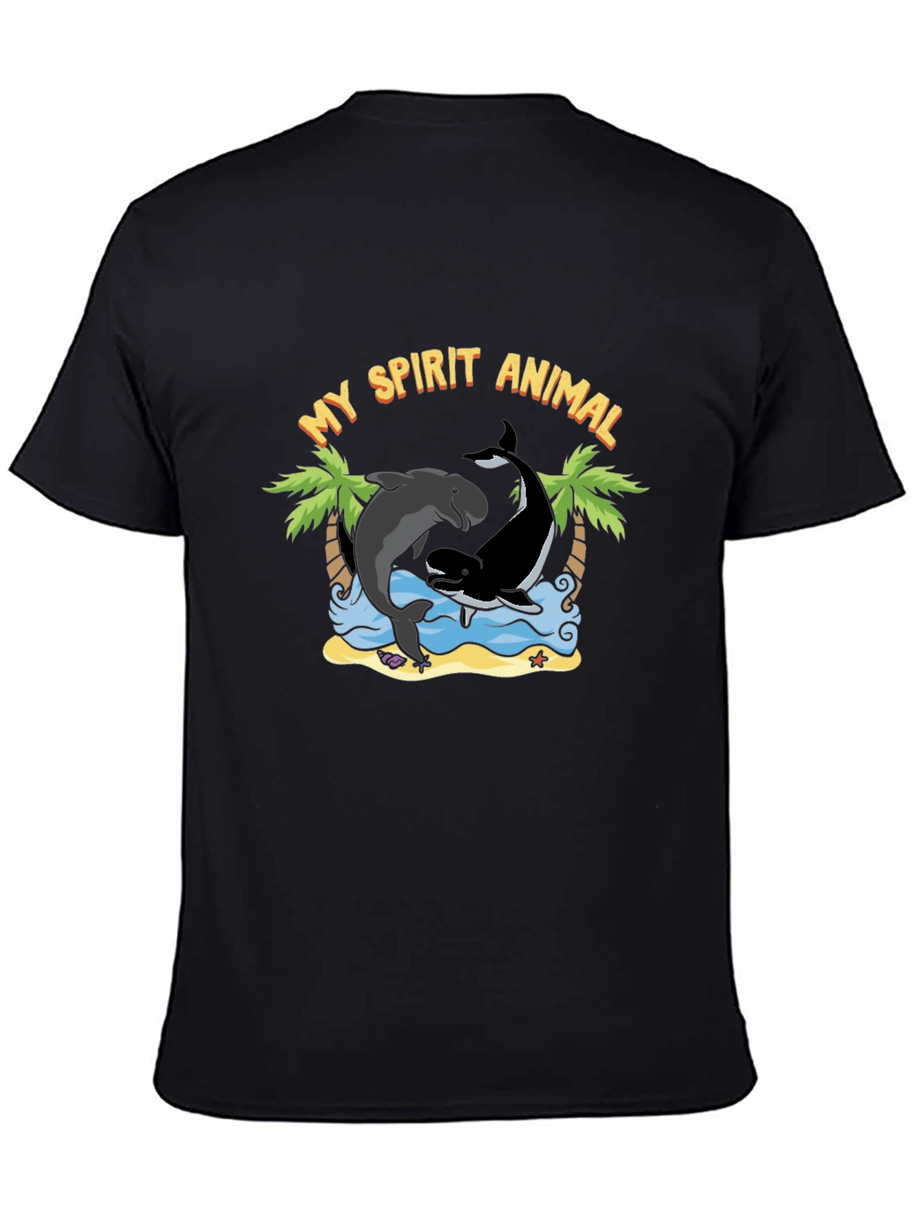 Black My Spirit Animal Dolphin Orca T-Shirt view 4