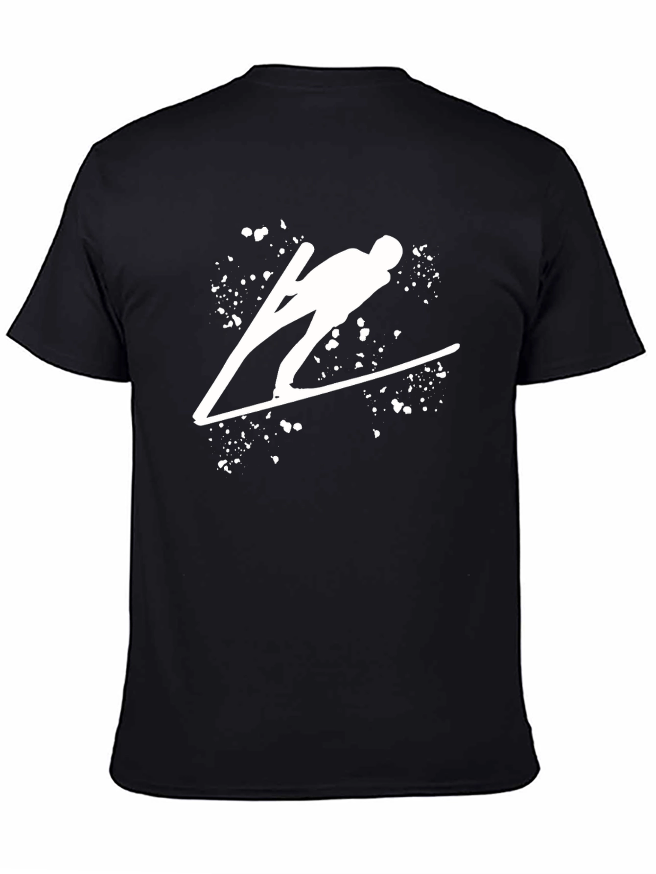 Black Ski Jumping T-Shirt: Graphic Tee for Winter Sports view 4