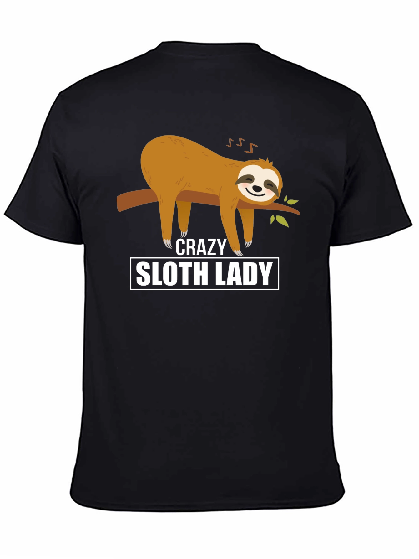 Black Crazy Sloth Lady Graphic Tee view 4