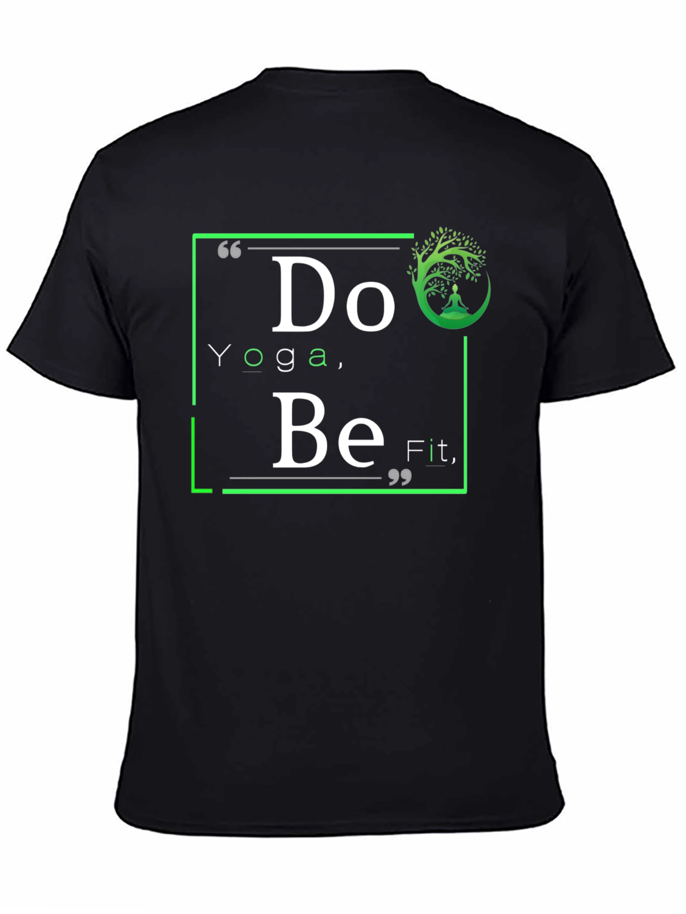 Black Yoga Inspired Graphic T-Shirt - Do Yoga Be Fit view 4