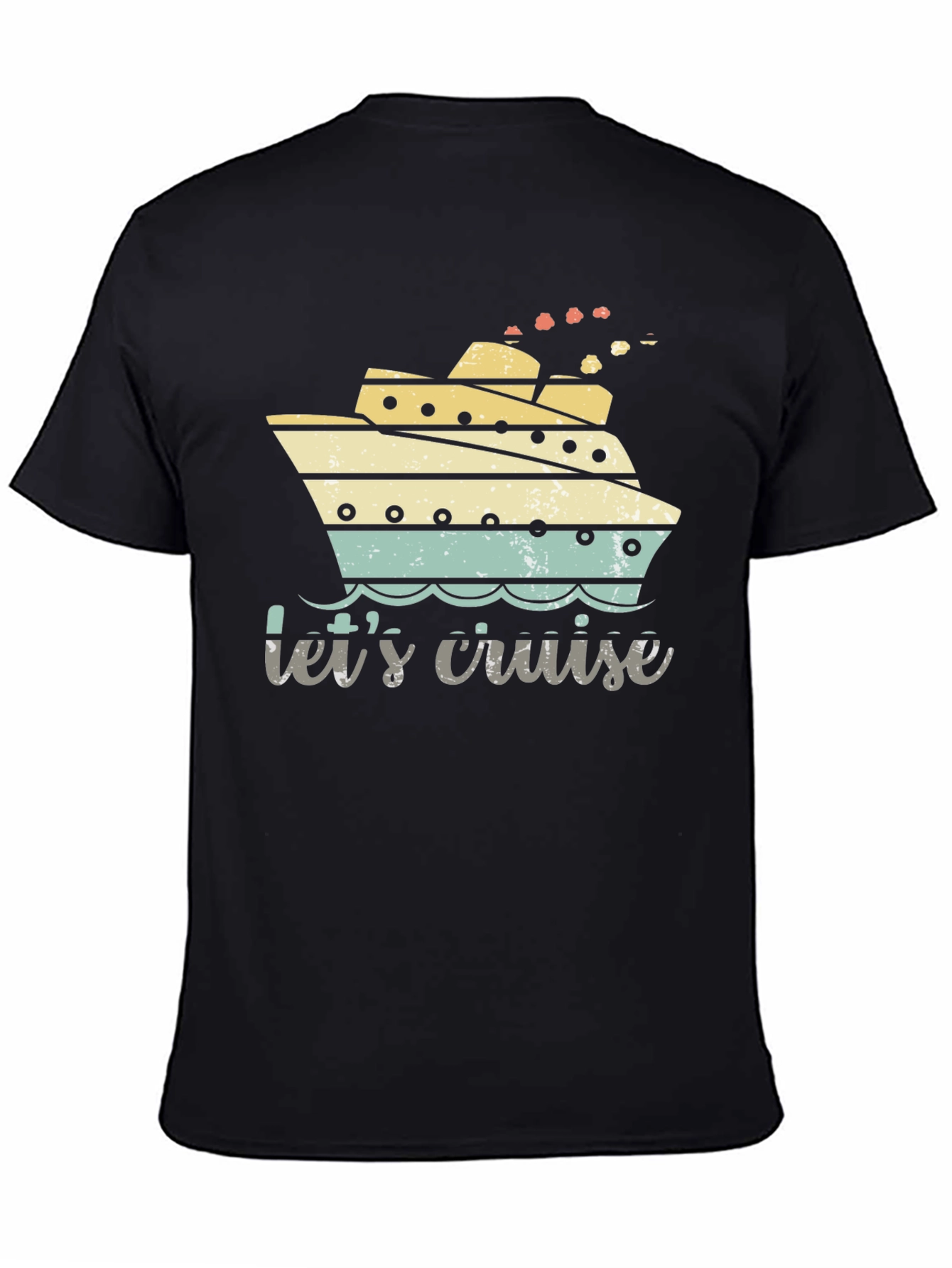 Black Let's Cruise Tee - Nautical Vacation Shirt view 4