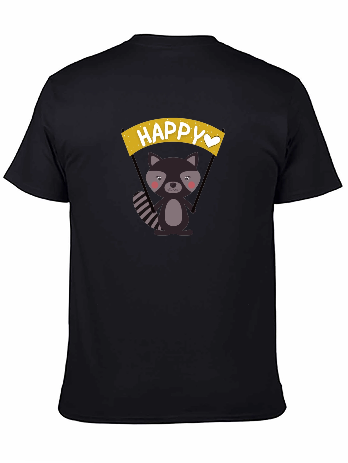 Black Happy Raccoon Graphic T-Shirt view 4