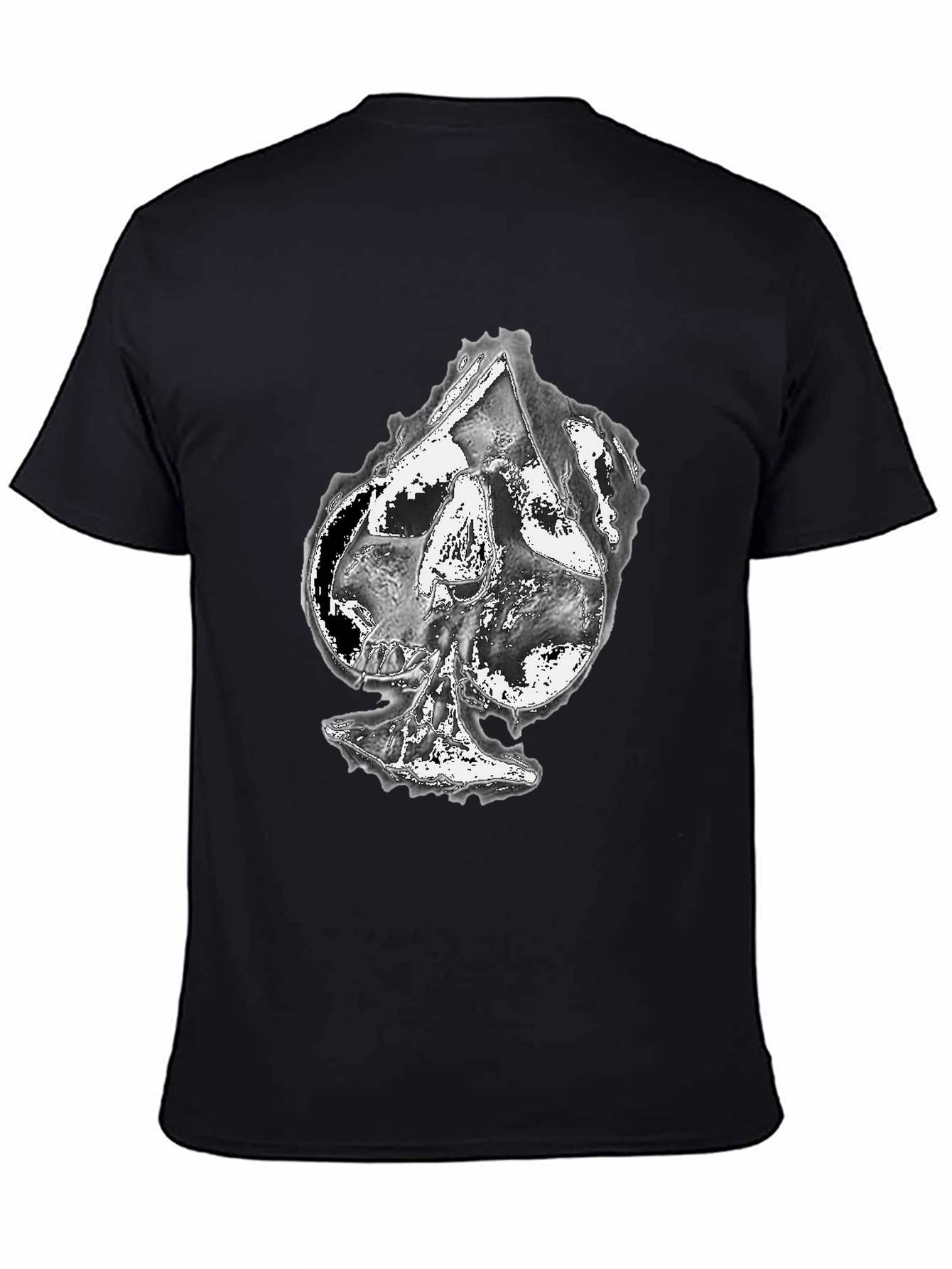 Black Skull Spade Graphic Print Black T-Shirt view 4