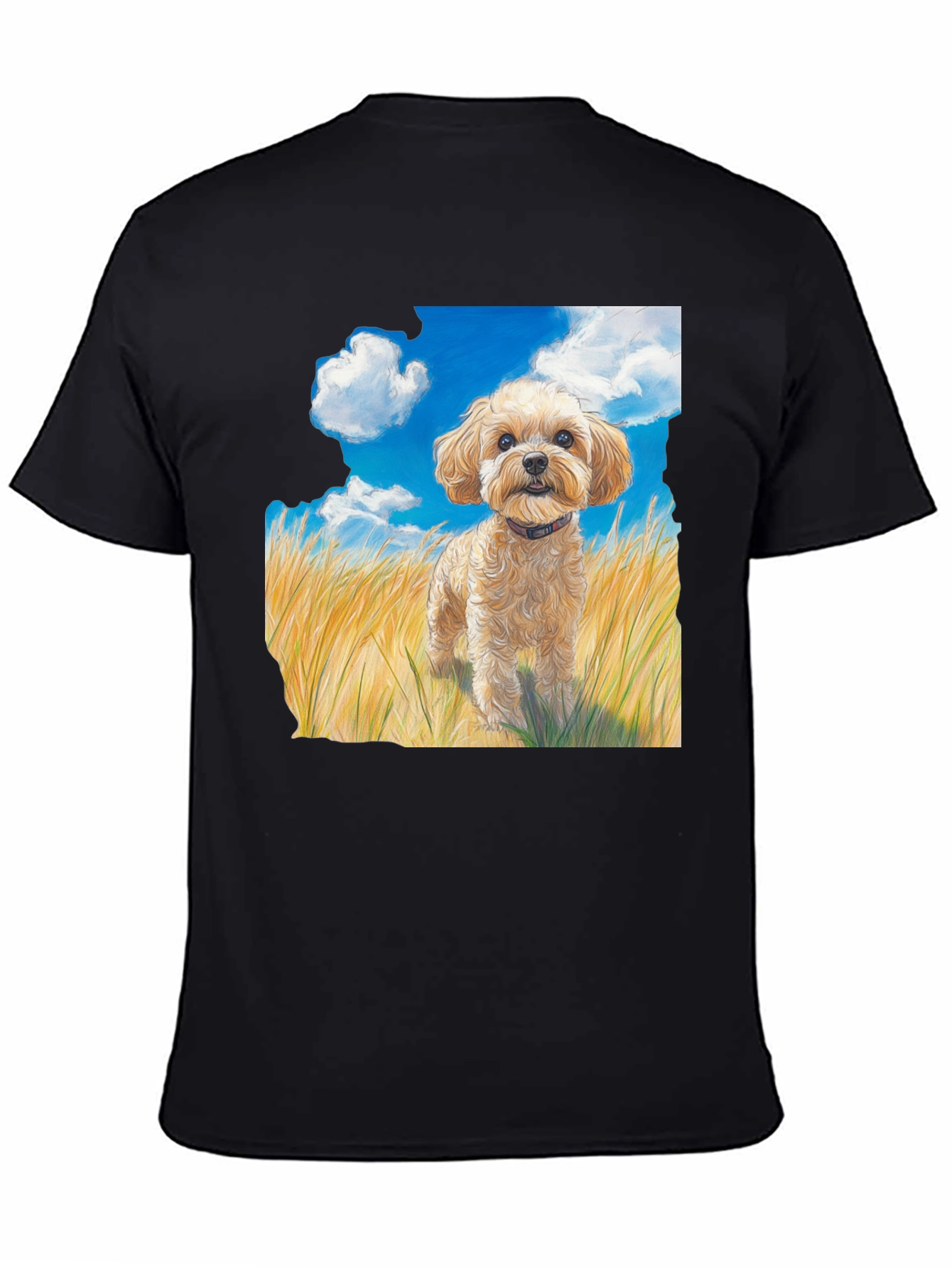 Black Dog in Field Graphic T-Shirt view 4