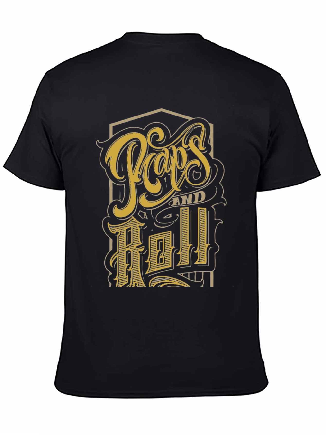 Black Retro "Pops and Roll" Graphic Print Black T-Shirt view 4