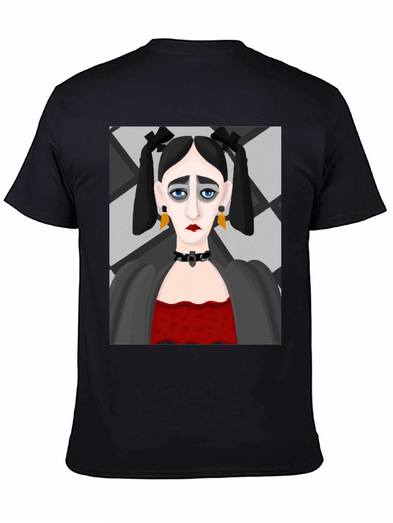 Black Goth Girl Graphic Print Black T-Shirt view 4