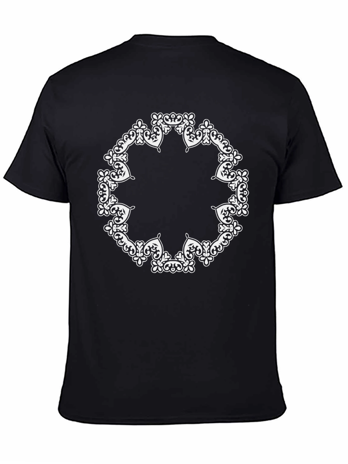 Black Ornate Circle Graphic Black T-Shirt view 4