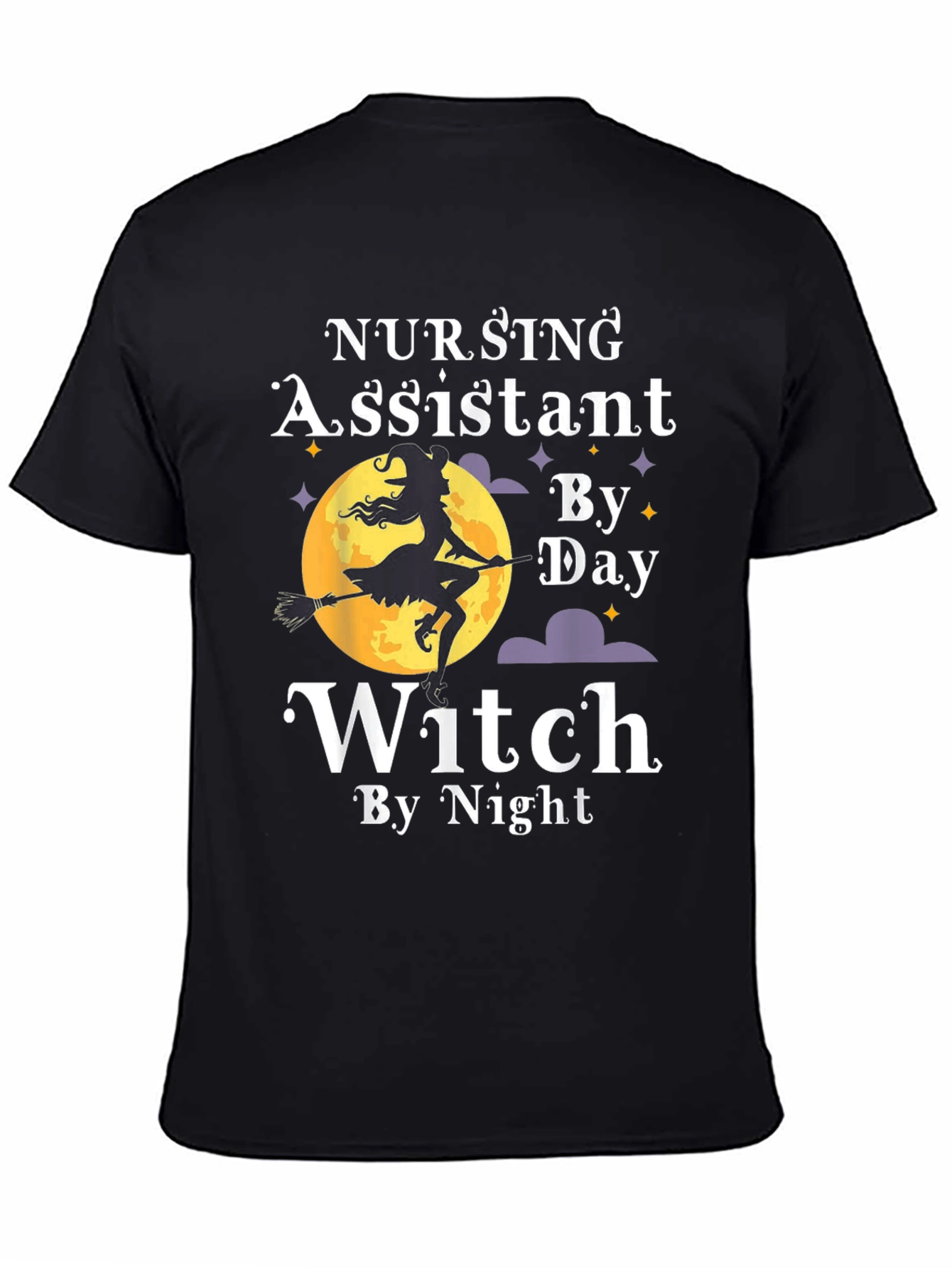 Black Nursing Assistant Witch By Day Halloween T-Shirt view 4