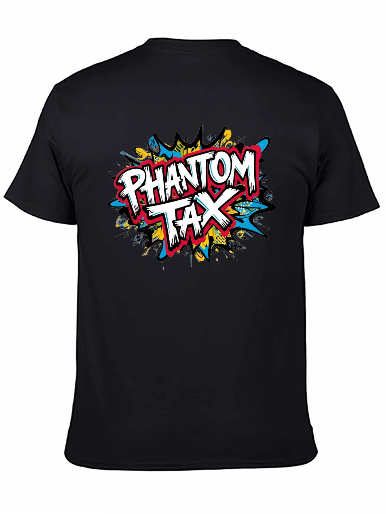 Black Phantom Tax Graphic Tee - Bold Design, Black Cotton Comfort view 4