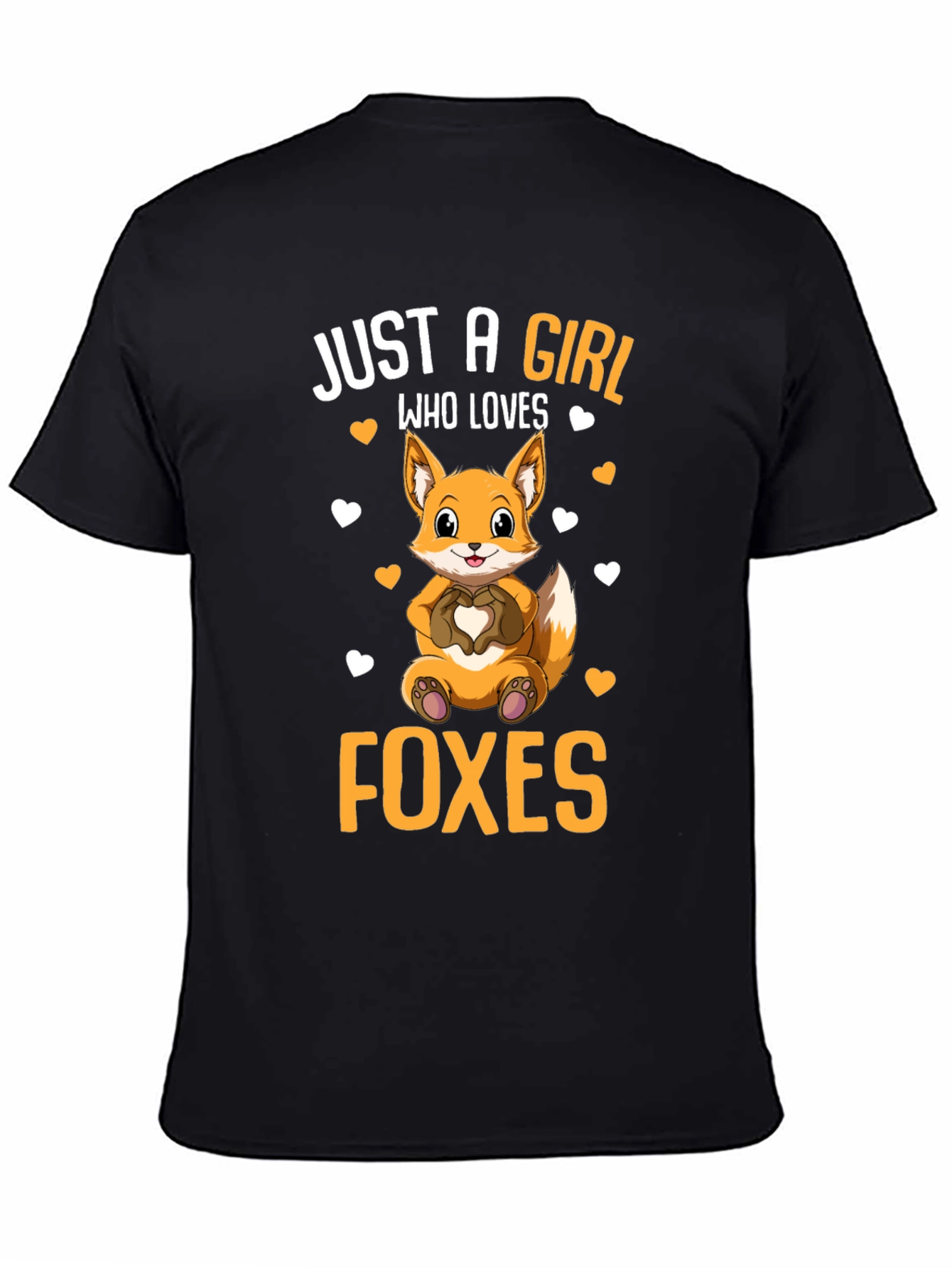 Black Just A Girl Who Loves Foxes T-Shirt view 4
