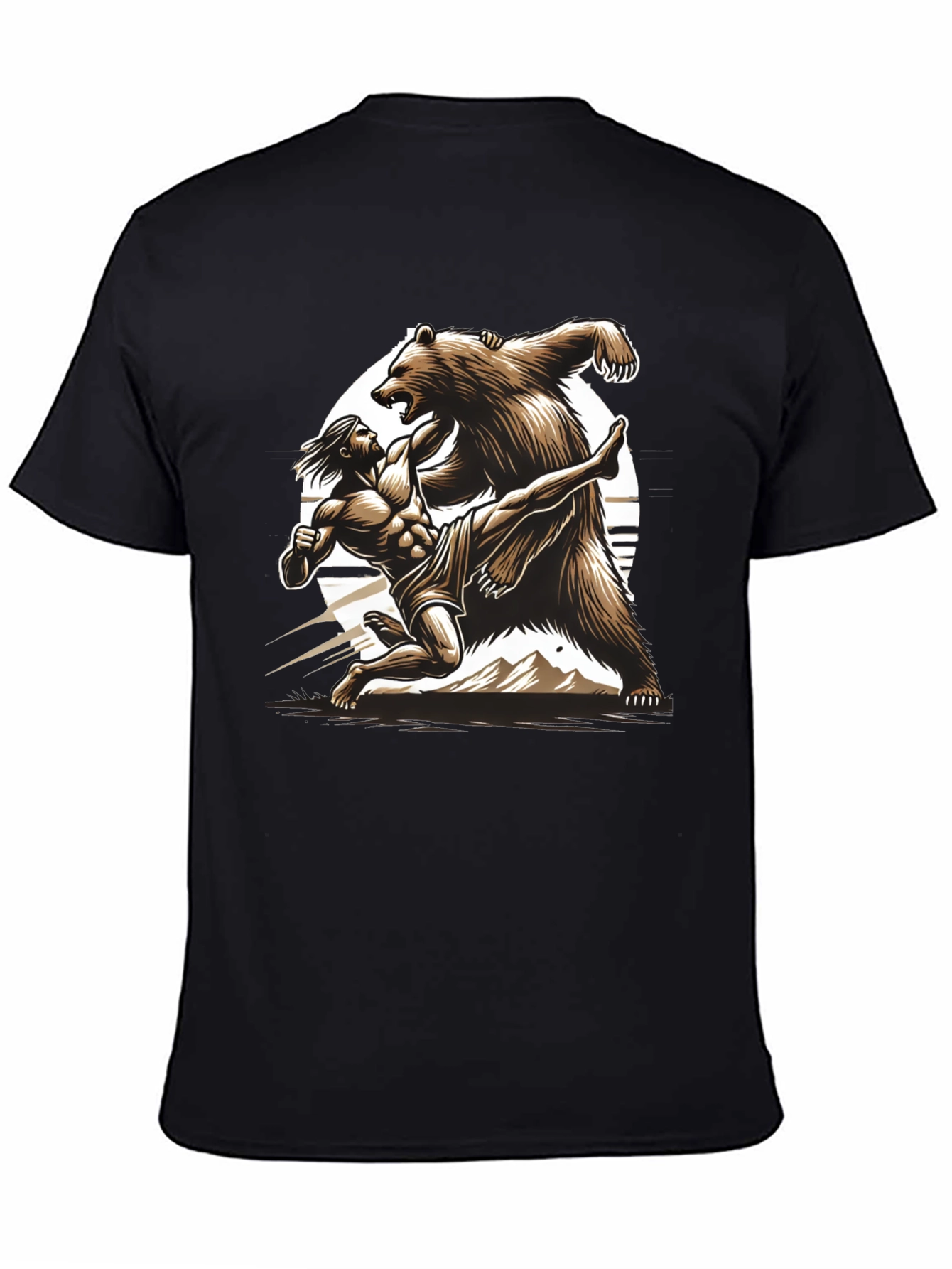 Black Man Vs Bear Graphic T-Shirt view 4