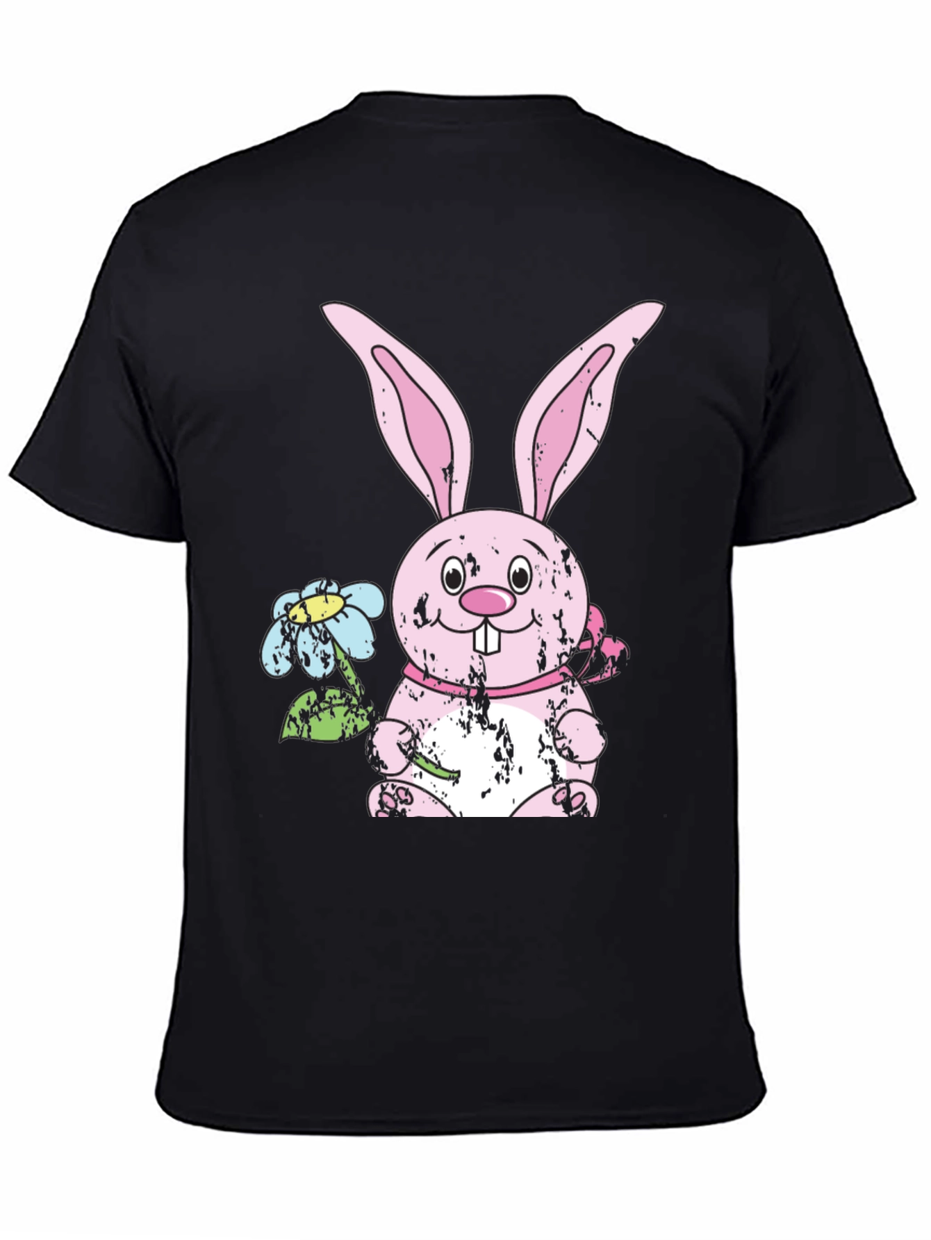 Camiseta Negra con Diseño de Conejo de Pascua