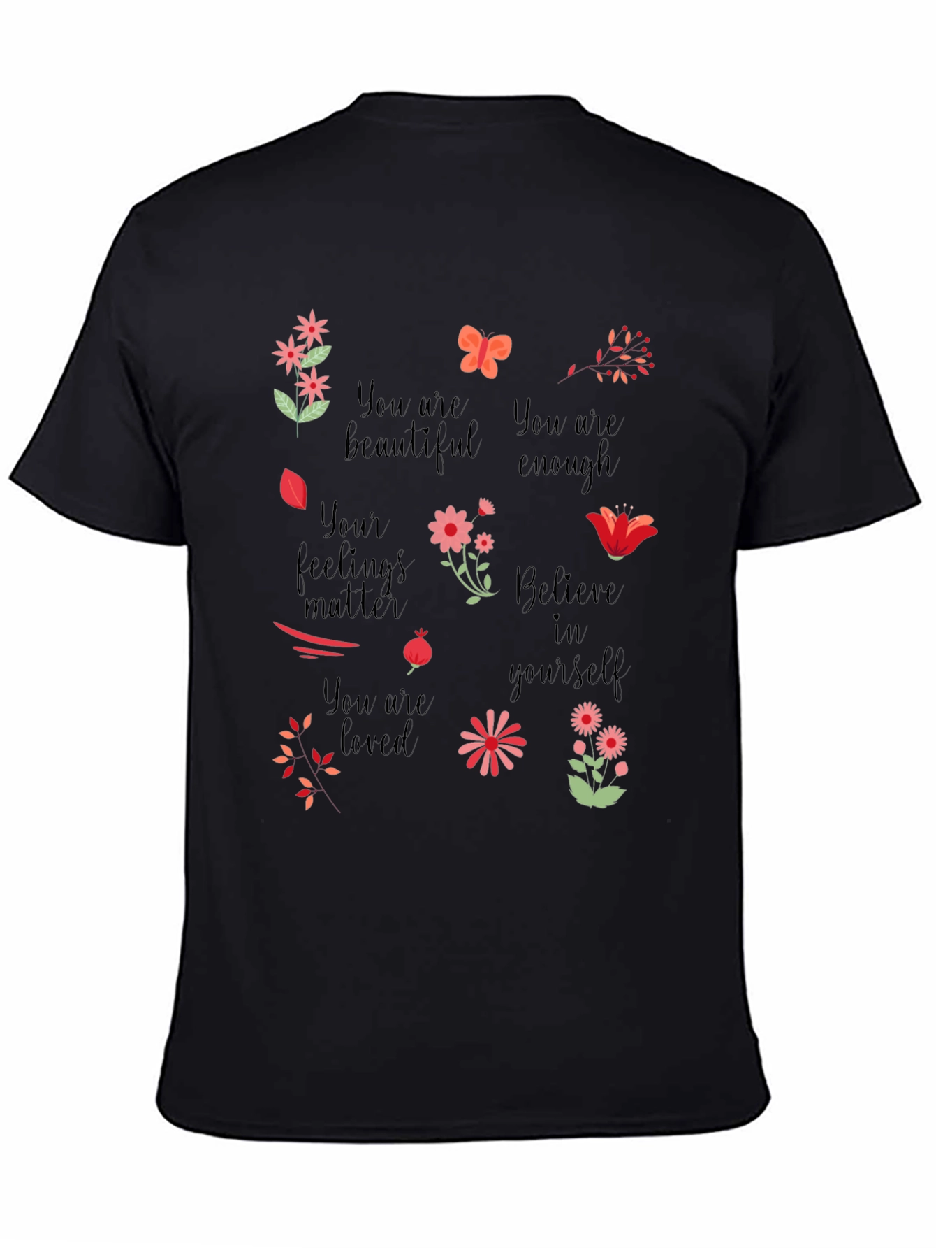 Black Inspirational Graphic Tee - You are Enough view 4