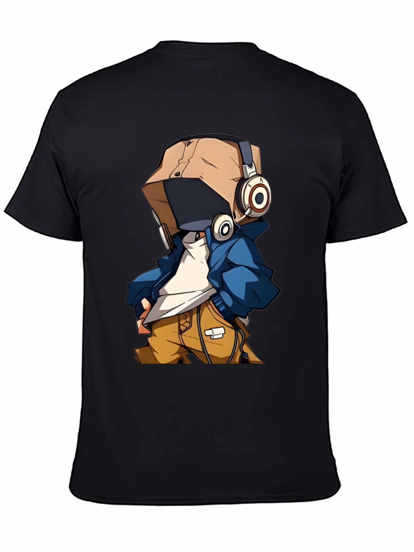 Black Cool Cartoon Character T-Shirt view 4