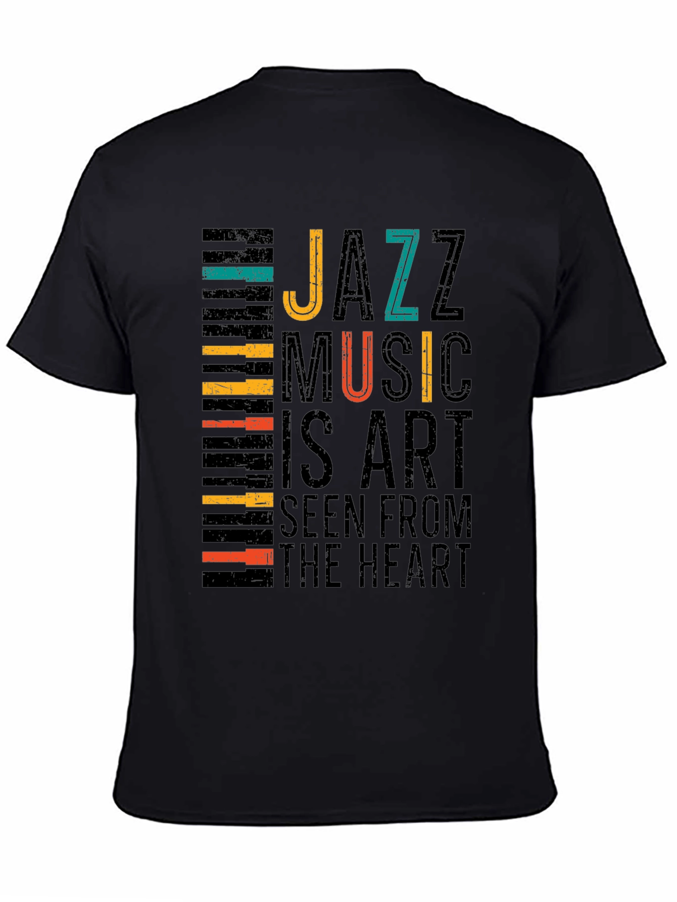 Black Jazz Music Art T-Shirt - Seen From The Heart view 4