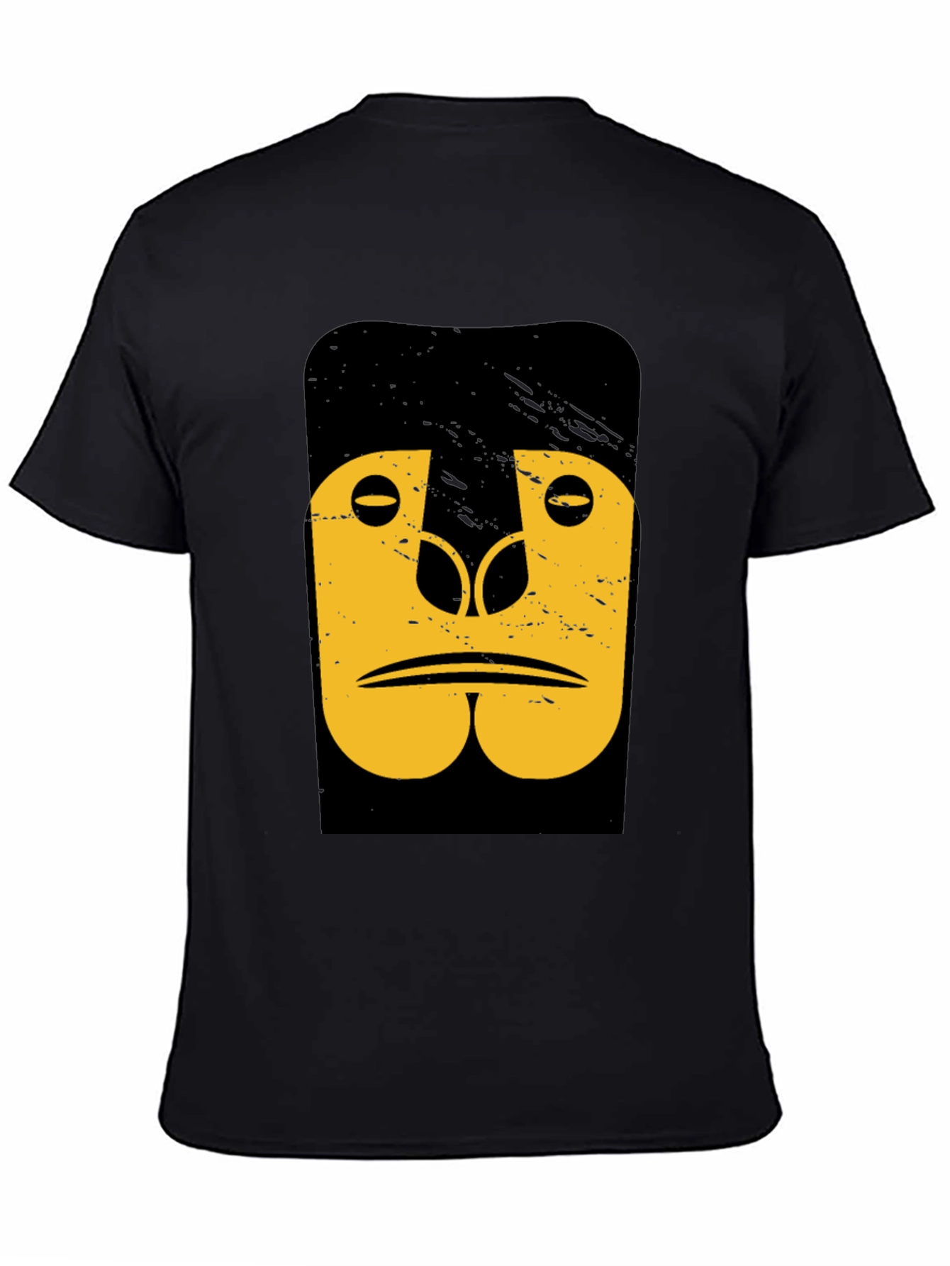 Black Abstract Gorilla Graphic Tee - Black Cotton T-Shirt view 4