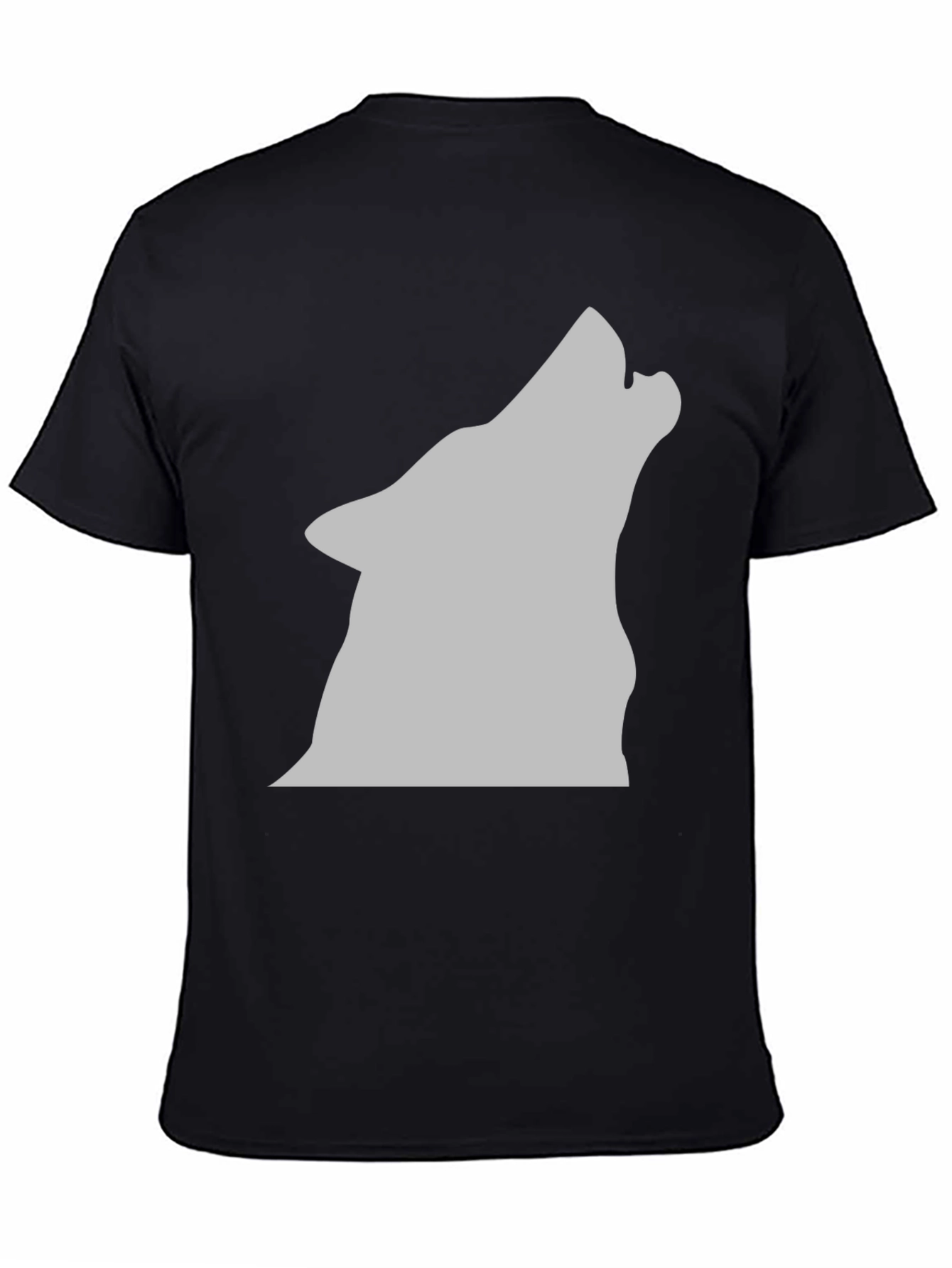 Black Wolf Silhouette Graphic Tee - Black Cotton T-Shirt view 4