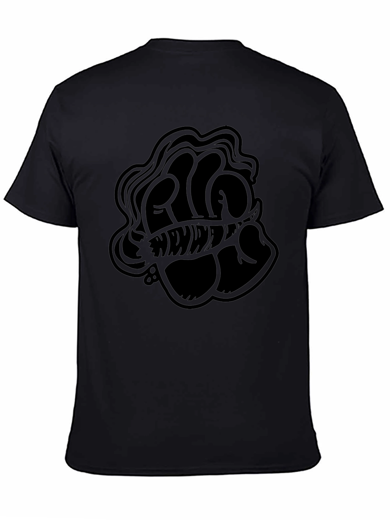 Black Men's Black Graphic T-Shirt view 4